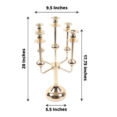 5-Arm Taper Candelabra Wedding Candle Holder Gold Metal Table Display - Perfect for Events 20"