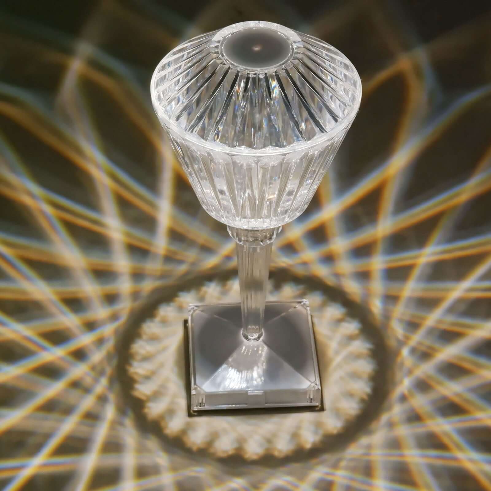 LED Acrylic Table Lamp Prism Design Color Changing - Rechargeable Cordless Touch Control Accent Light 10"