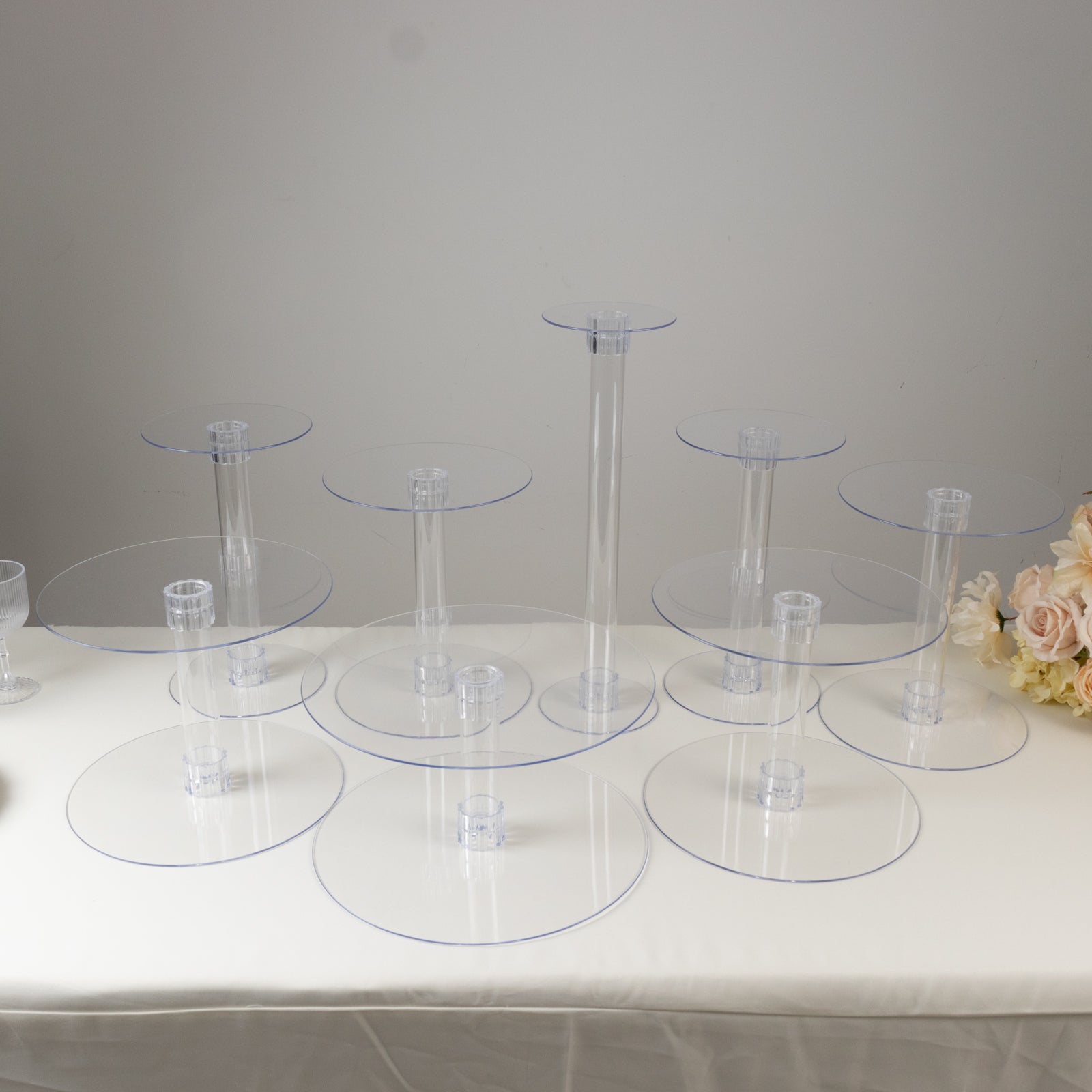8-Tier Acrylic Cake Stand Set Clear - Assorted Sizes for Buffet Party Tables