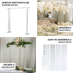 Acrylic Flower Stand Rectangular Design Clear - Decorative Floral Frame Table Centerpiece for Events 40"