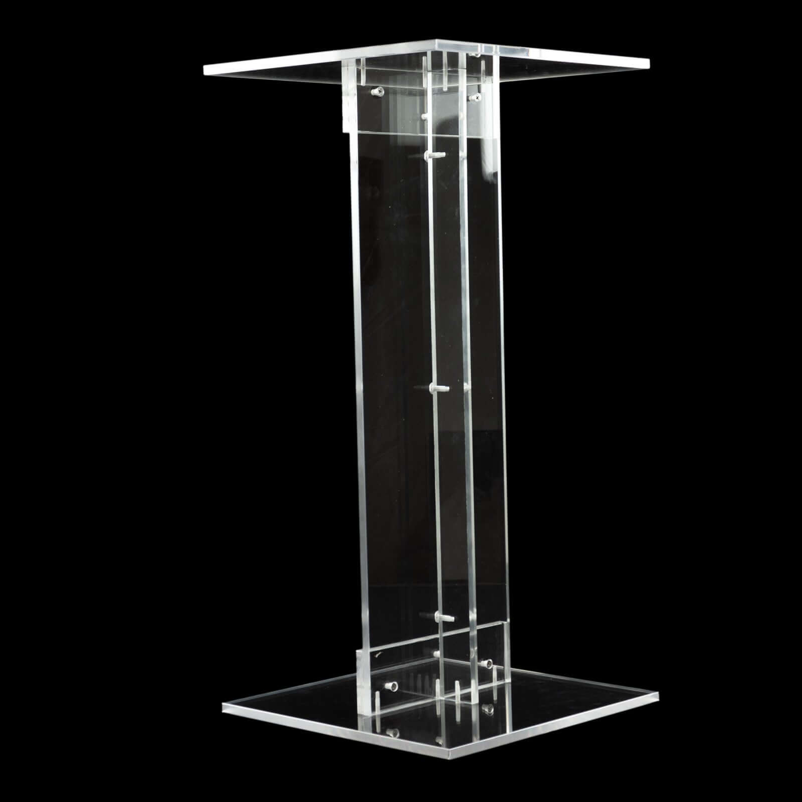 Acrylic Display Stand Flower Pedestal with Square Bases Clear - Durable 10mm Thick Wedding Centerpiece 24"