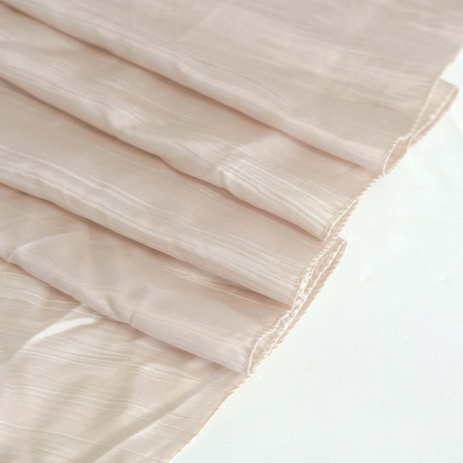 Taffeta 90"x156" Rectangle Tablecloth Beige - Accordion Crinkle Seamless Table Cover