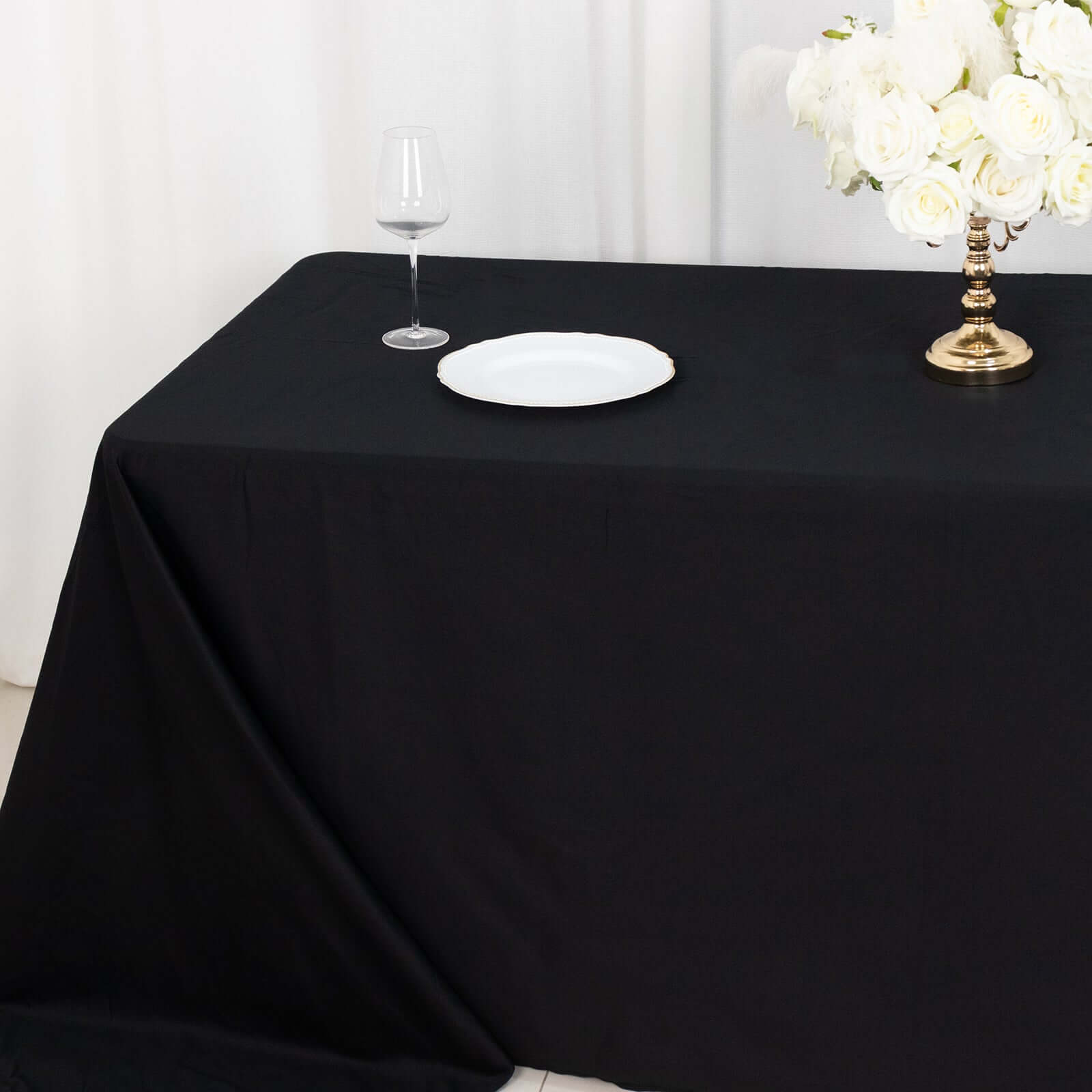 100% Cotton 90"x132" Rectangle Tablecloth Black Linen - Seamless, Soft & Breathable Table Cover