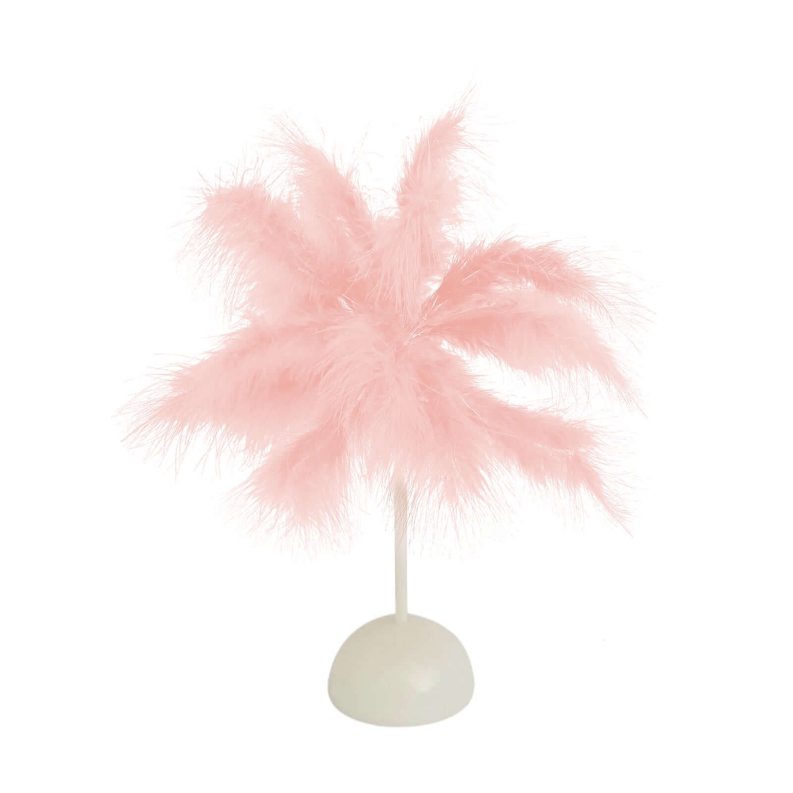 Table Lamp Feather Design Blush LED Battery Operated - Cordless Wedding Centerpiece 15"