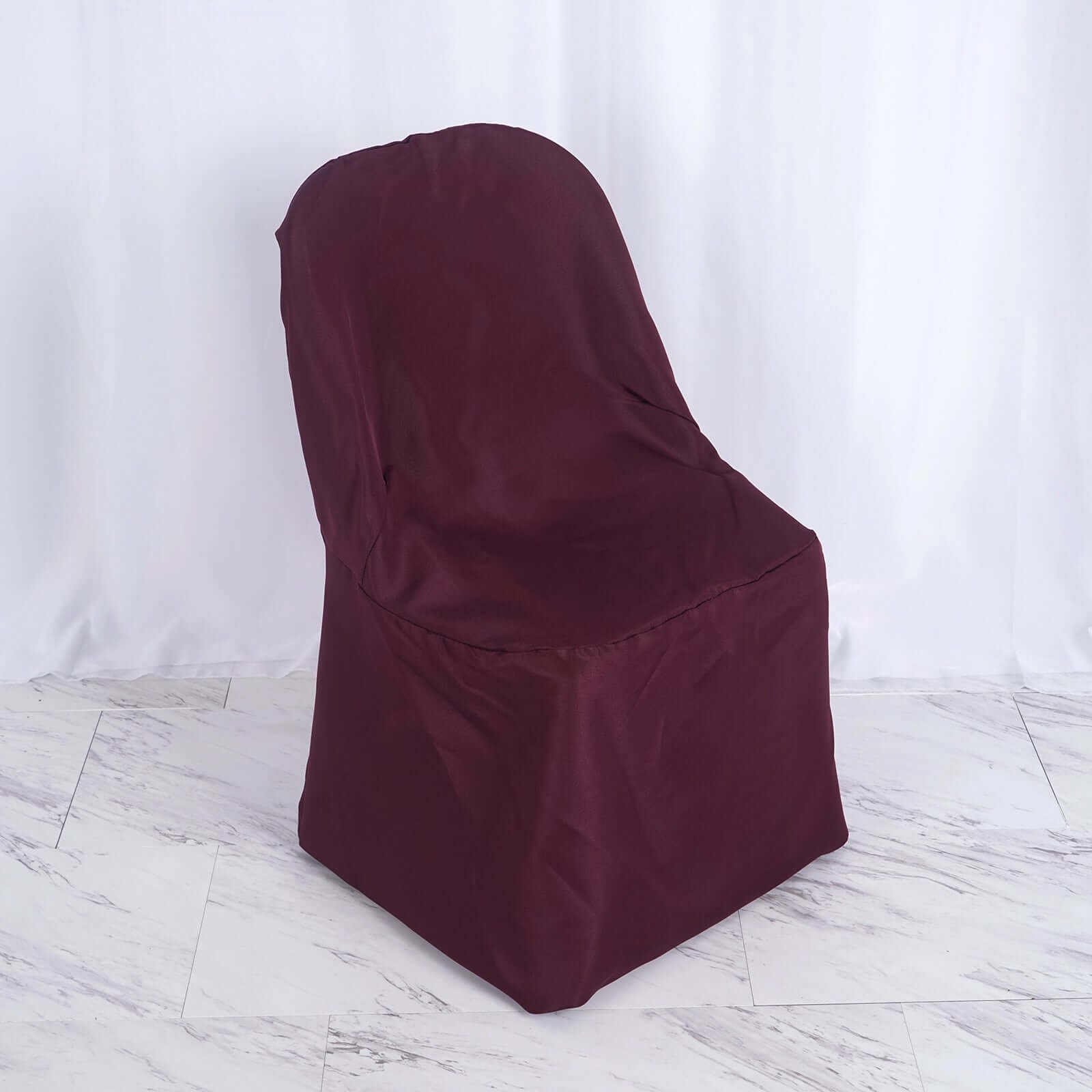 Polyester Slip On Folding Chair Covers Burgundy - Stain-Resistant Reusable Durable Fabric