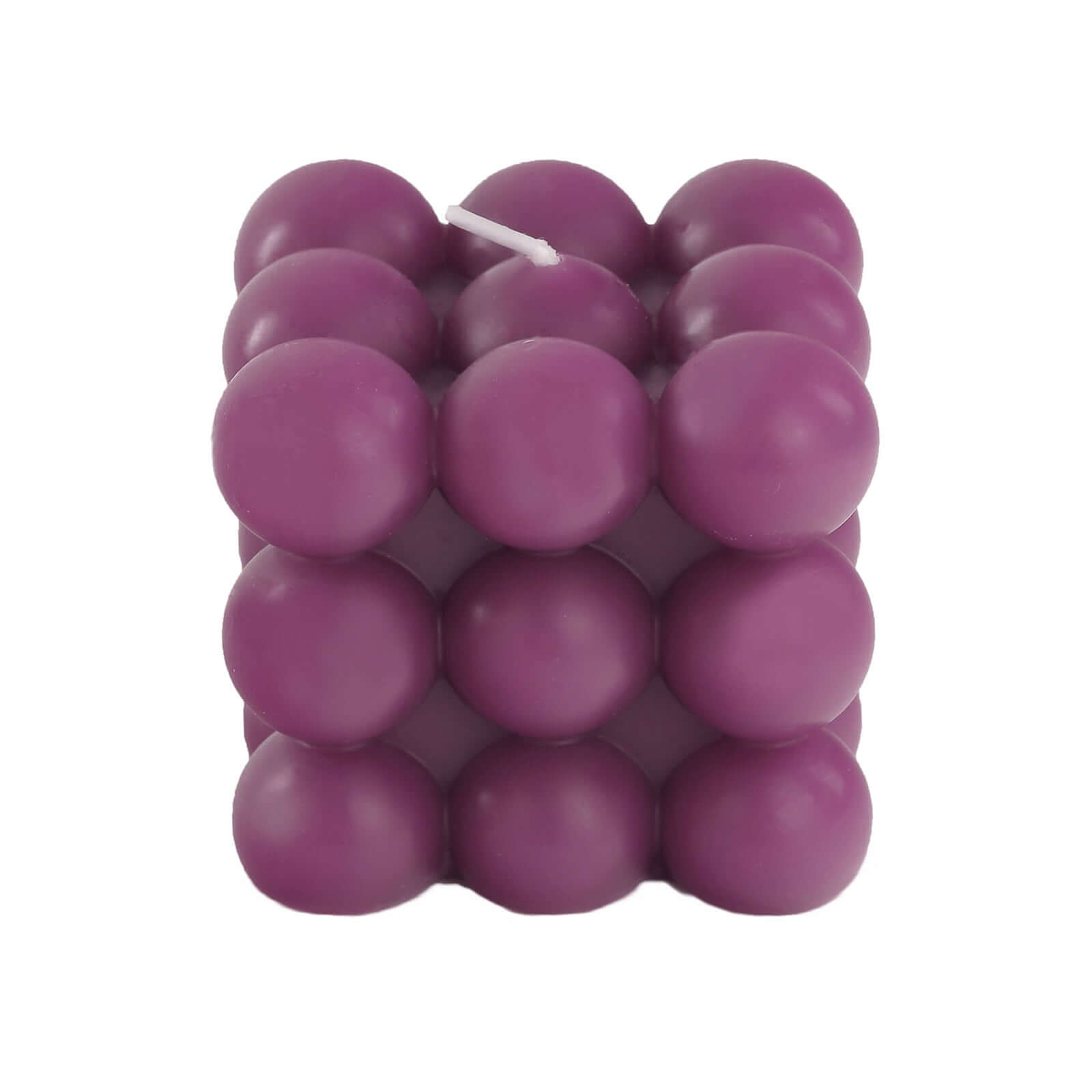 2-Pack Decorative Paraffin Wax Candles Bubble Cube Design Burgundy - Unscented Long Burning Pillar Candle Set 2"