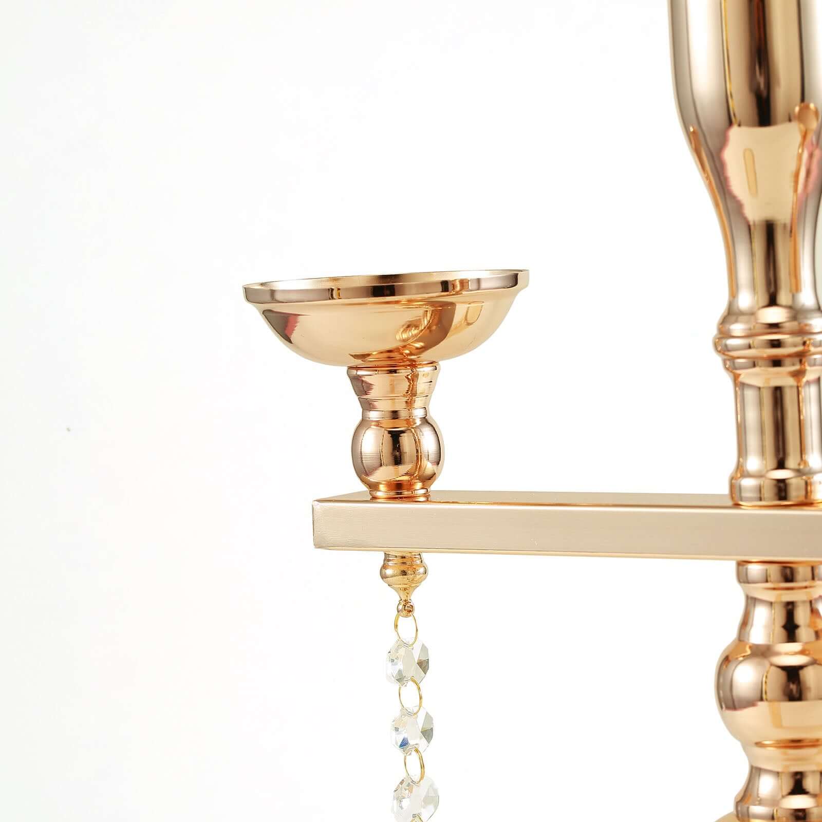 3-Arm Gold Candelabra Metal with Amber Glass Shades - Stylish Table Centerpiece for Gatherings