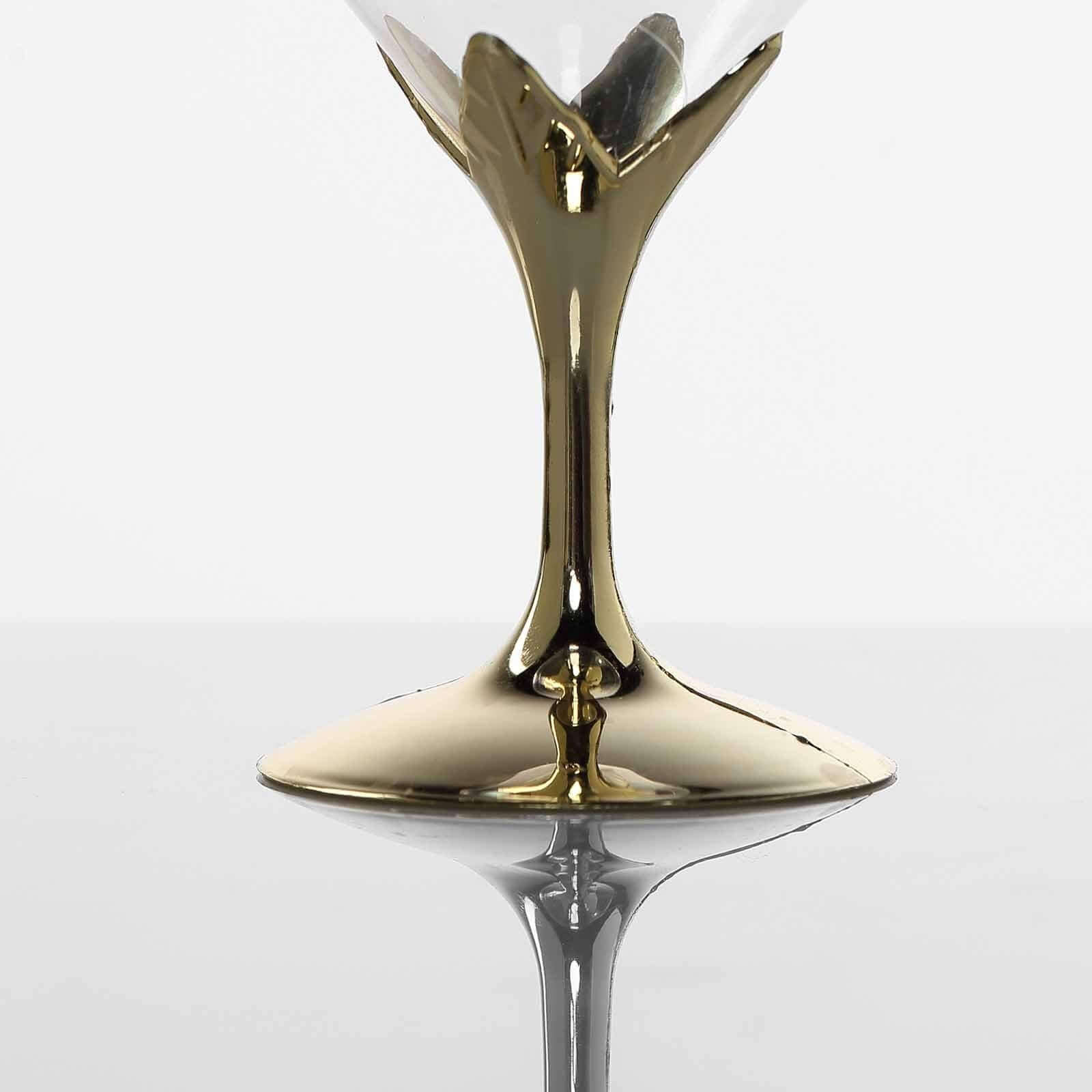 6-Pack Plastic Champagne Glasses Gold Hard Material - Durable Disposable Goblets for Wine 5oz