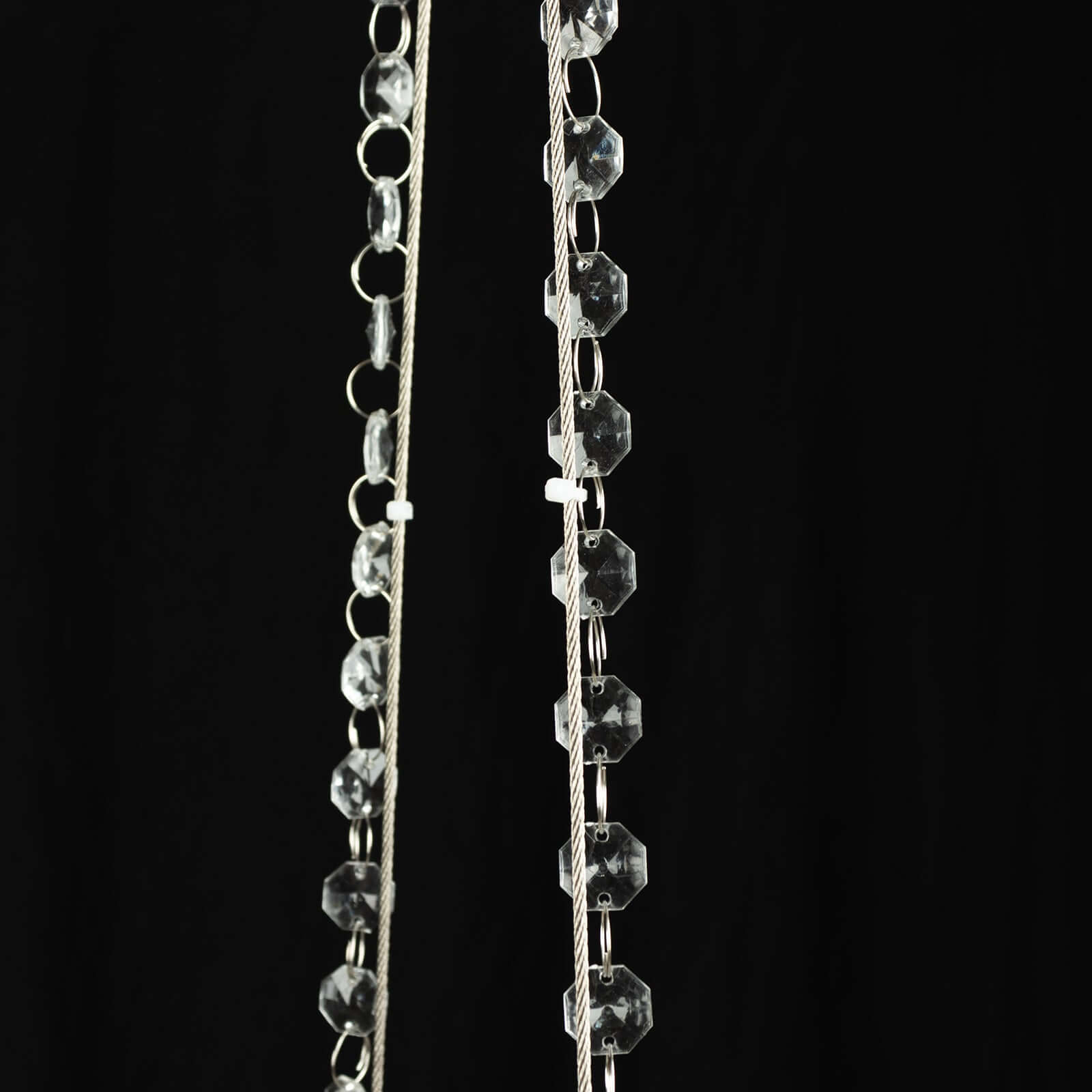 Acrylic Hanging Chandelier Cake Stand with Crystal Drapes - Suspended Round Wedding Cake Swing with 5ft Steel Wire Chains 25"