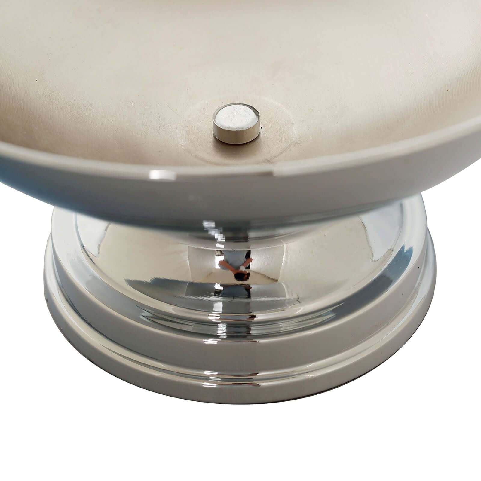 Metal Pedestal Flower Pot Round Design Metallic Silver - Floating Candle Bowl and Display Dish 12"