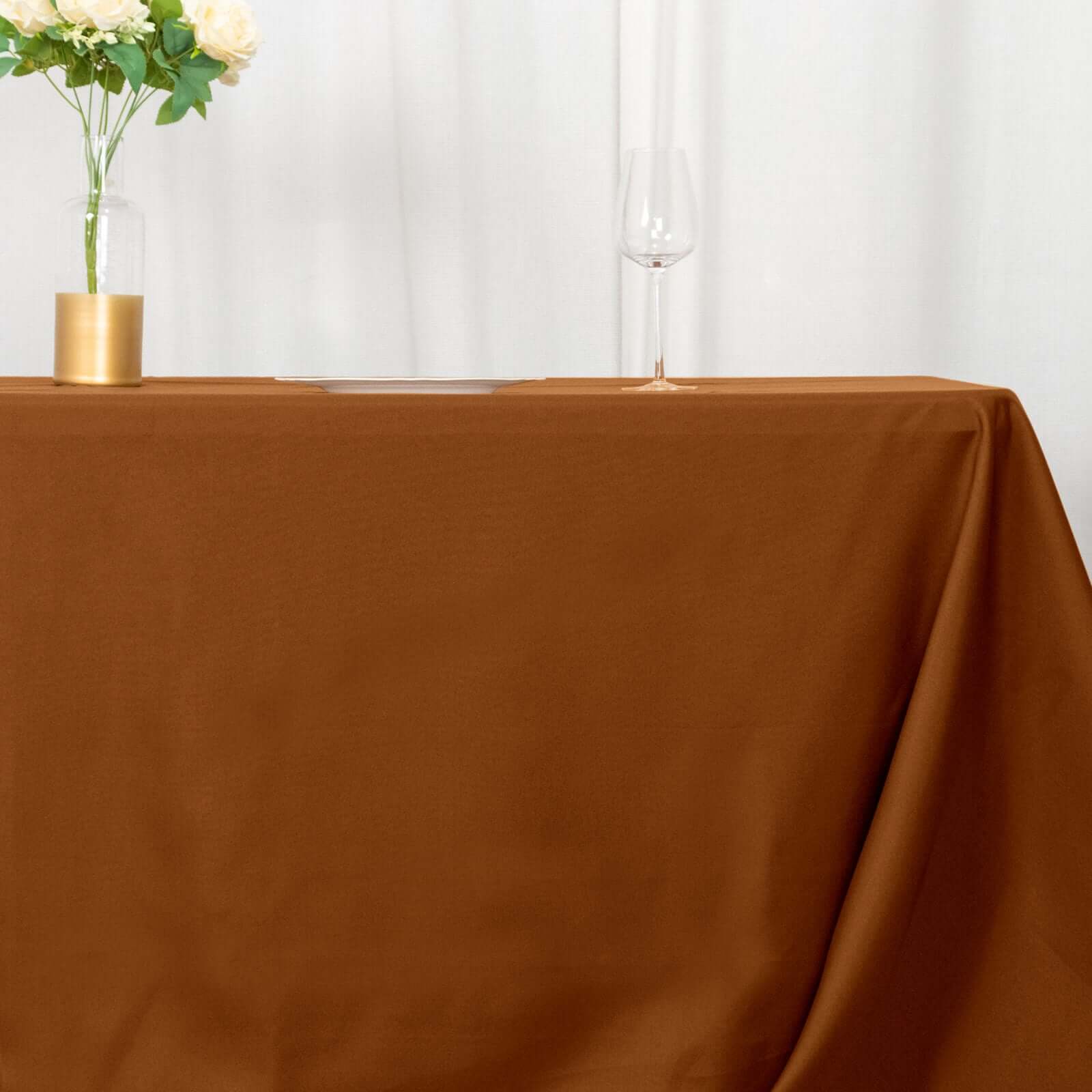 Polyester 72"x120" Rectangle Tablecloth Cinnamon Brown - Durable and Stylish Table Cover