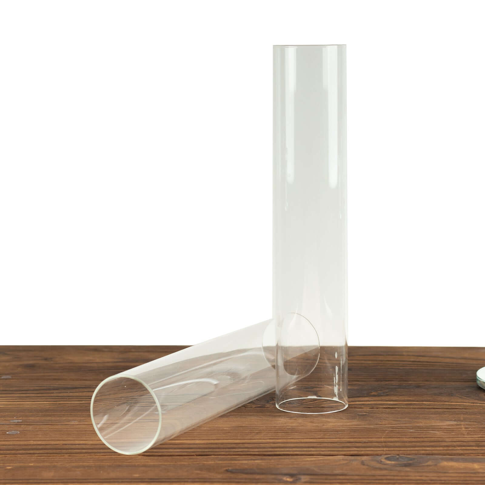 2-Pack Glass Pillar Hurricane Candle Shades - Clear Chimney Tube with 2.25" Wide Open Ends 12"