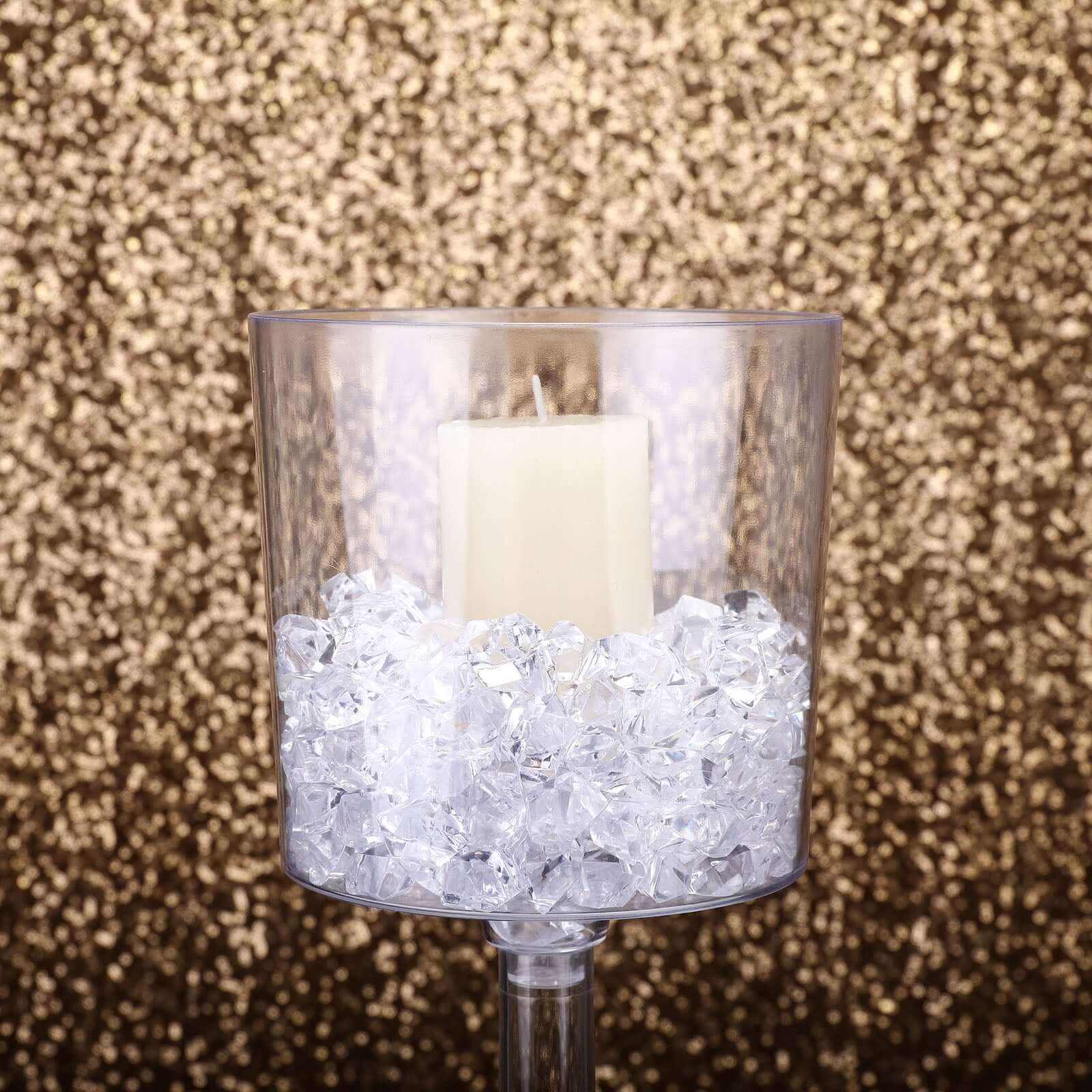 4-Pack Plastic Flower Vases Cylinder Wine Cup Design Clear - Fillable Long Stem Floral Centerpieces 18"