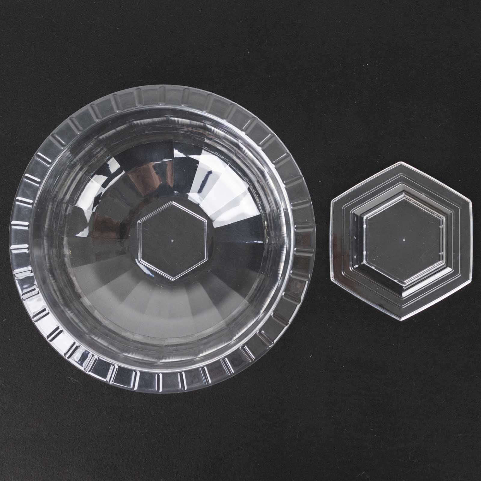 3-Pack Plastic Footed Compote Bowl Flower Vases Roman Style Clear - Round Decorative Pedestal Table Centerpieces 10"