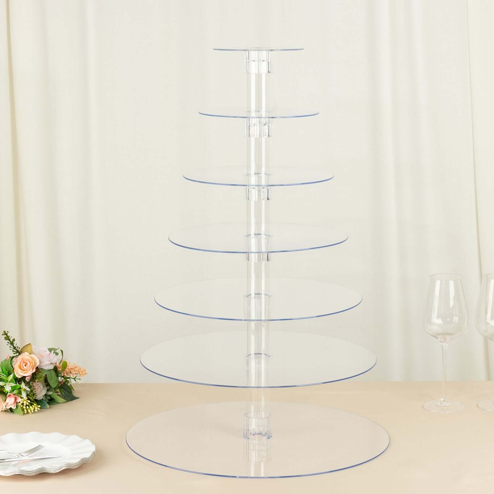 7-Tier Acrylic Round Cupcake Stand Clear & Catering Displays 26"