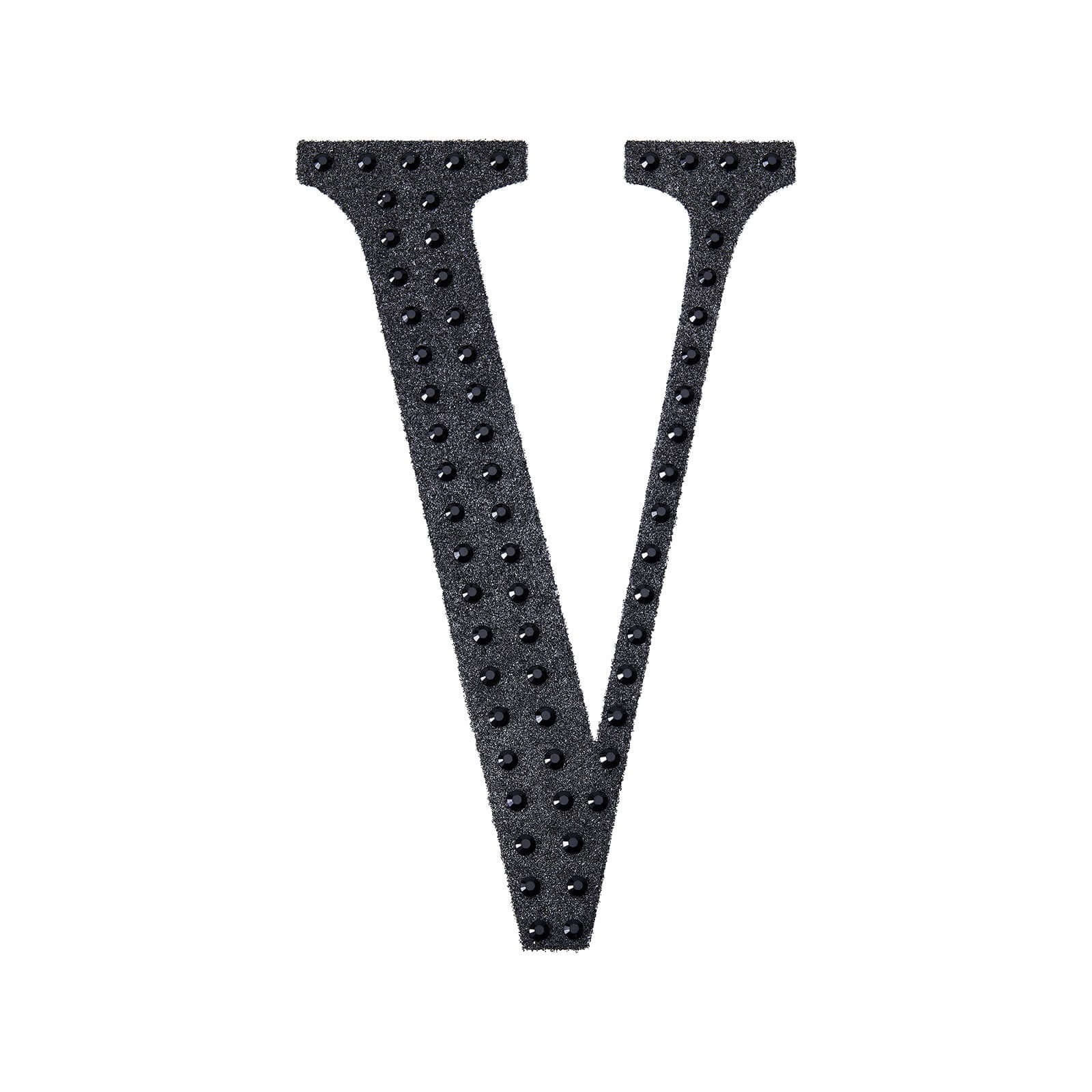 Decorative Rhinestone Alphabet "V" Letter Stickers, Glitter Adhesive Craft Letters Black DIY Sparkle Embellishments 4"