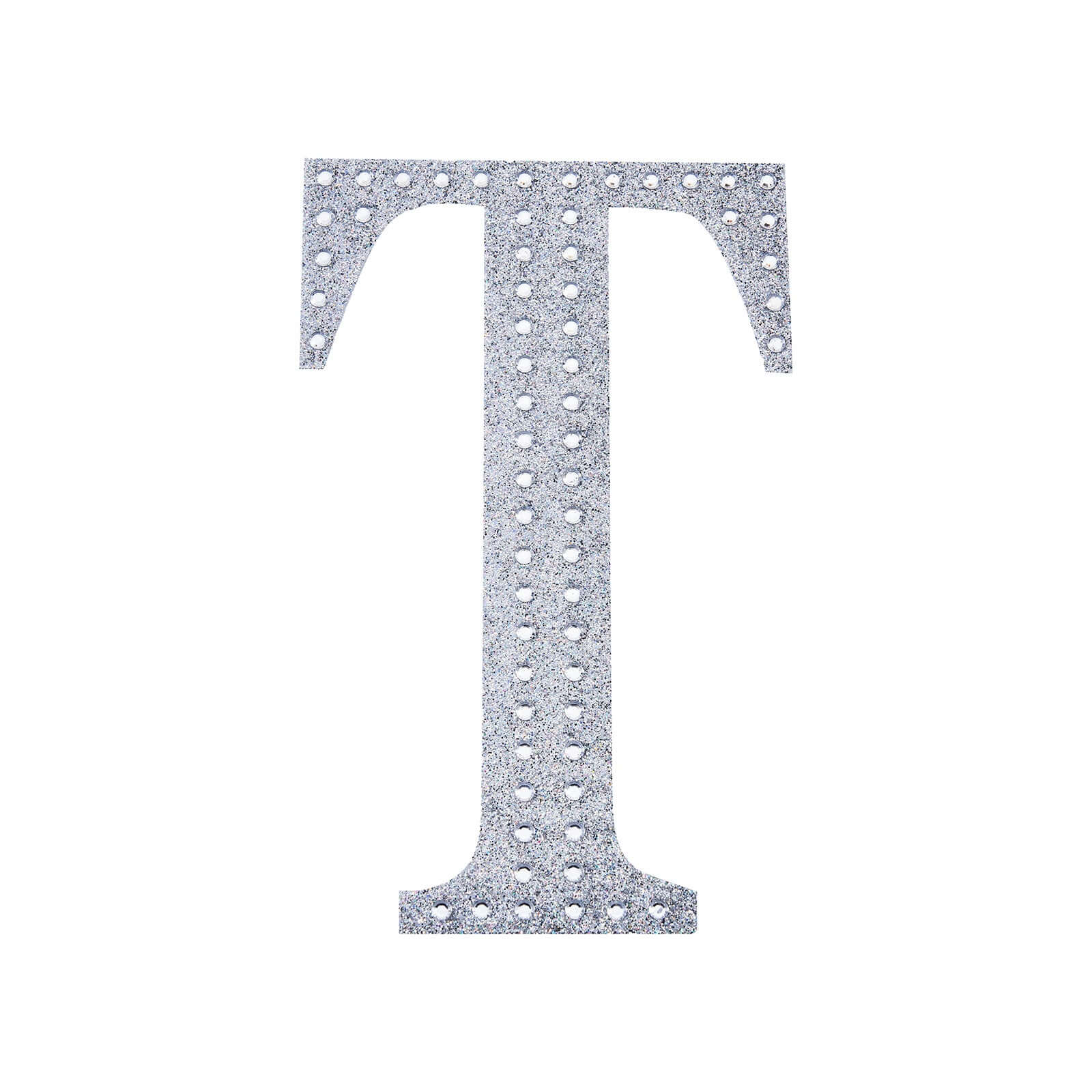 Decorative Rhinestone Alphabet "T" Letter Stickers, Glitter Adhesive Craft Letters Silver DIY Sparkle Embellishments 6"