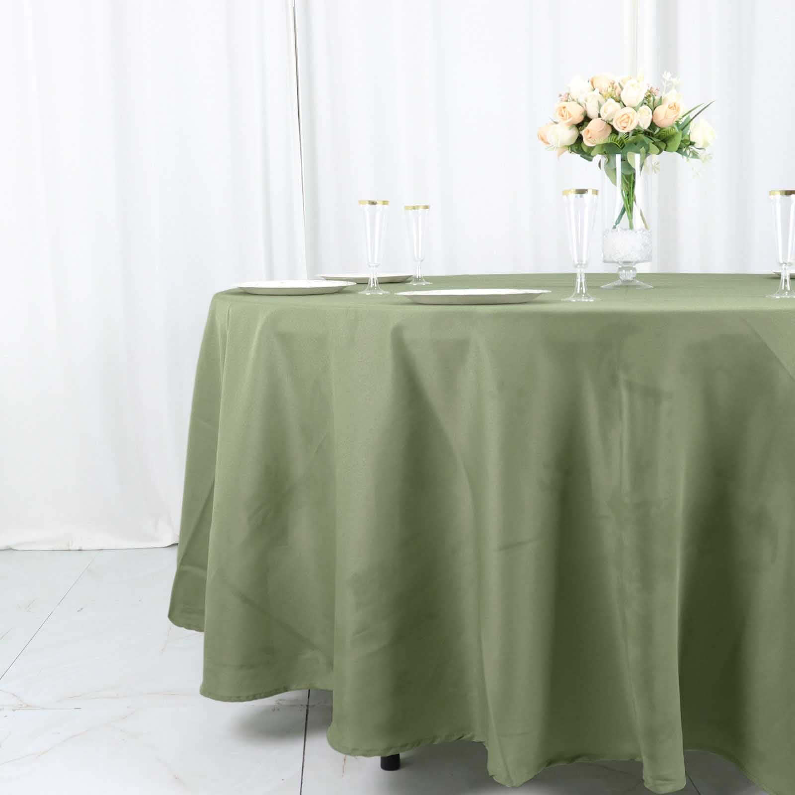 Polyester 108" Round Tablecloth Dusty Sage Green - Wrinkle-Resistant Table Cover