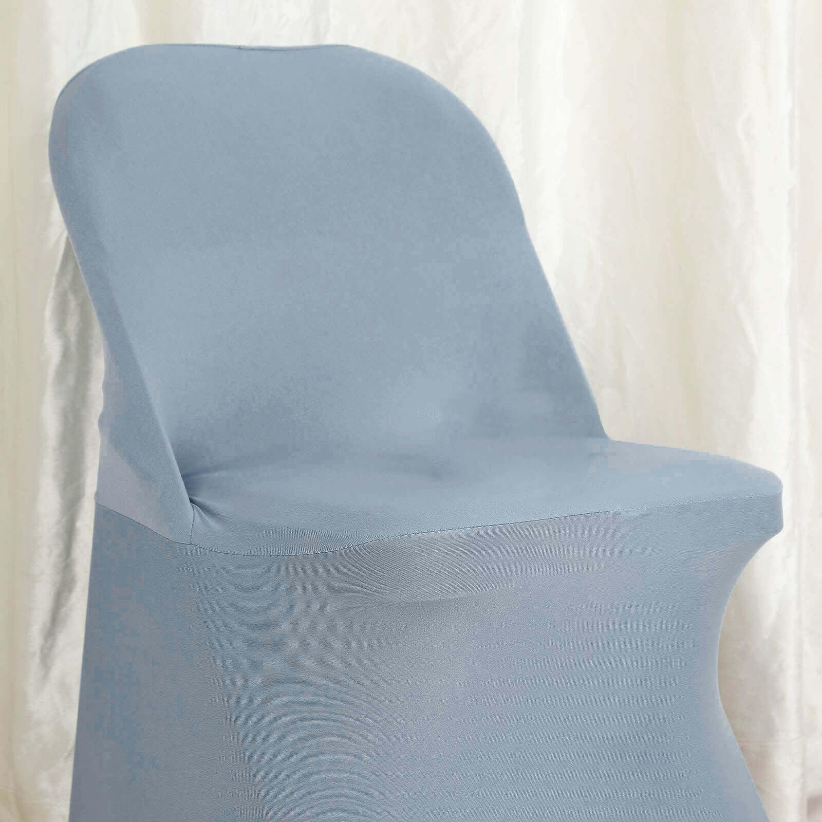 Stretch Spandex Chair Cover Dusty Blue for Folding Chairs - Reusable & Wrinkle-Resistant 160GSM Fitted Slipcover