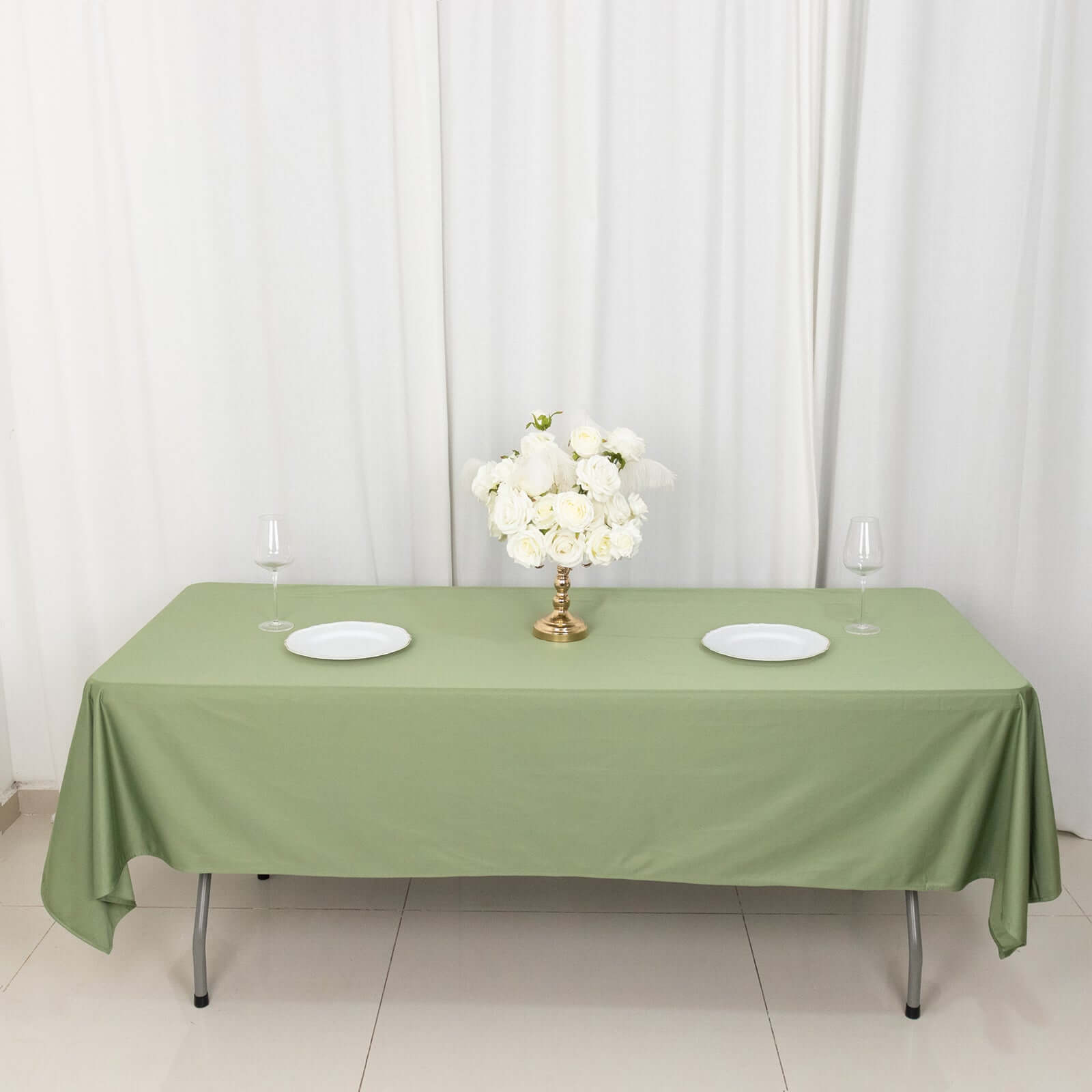 Scuba Rectangular 60"x102" Tablecloth Dusty Sage Green - Wrinkle Free & Stain Resistant Table Cover