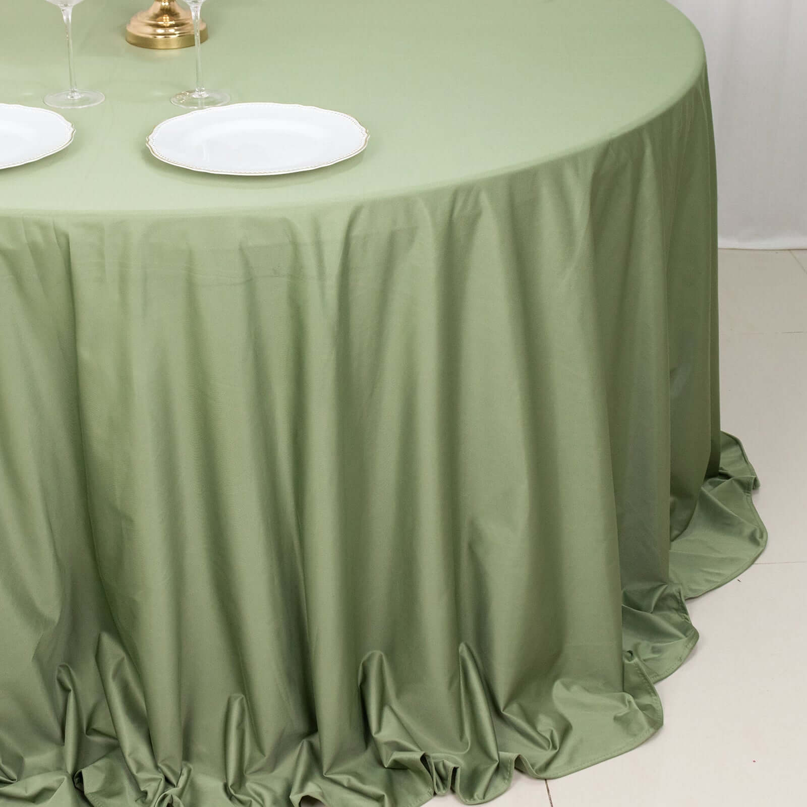 Scuba Round 132" Tablecloth Dusty Sage Green - Wrinkle Free & Stain Resistant Seamless Table Cover