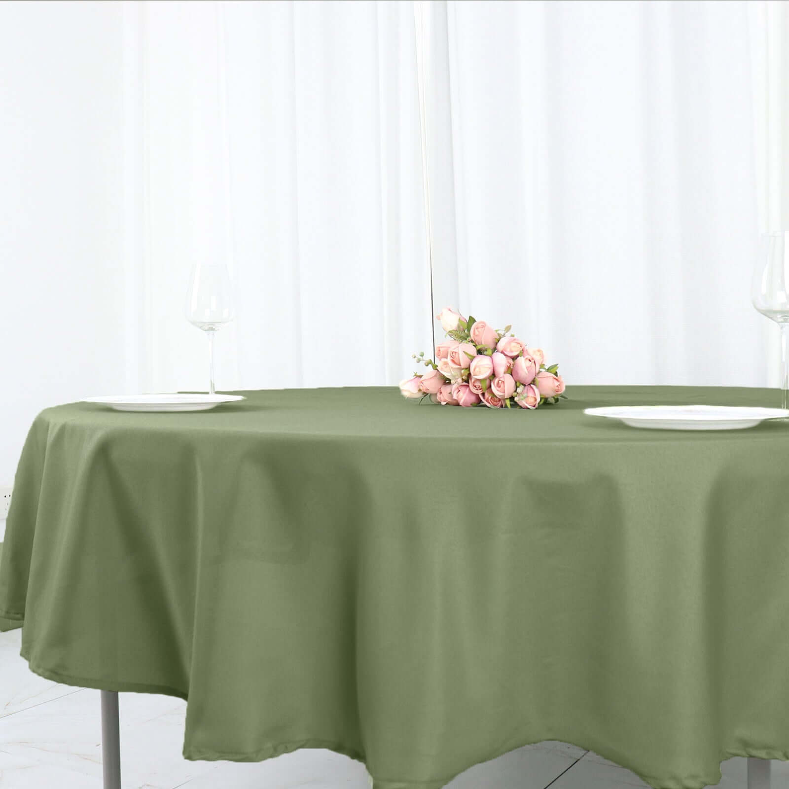 Polyester 90" Round Tablecloth Dusty Sage Green - Stain & Wrinkle-Resistant Table Cover