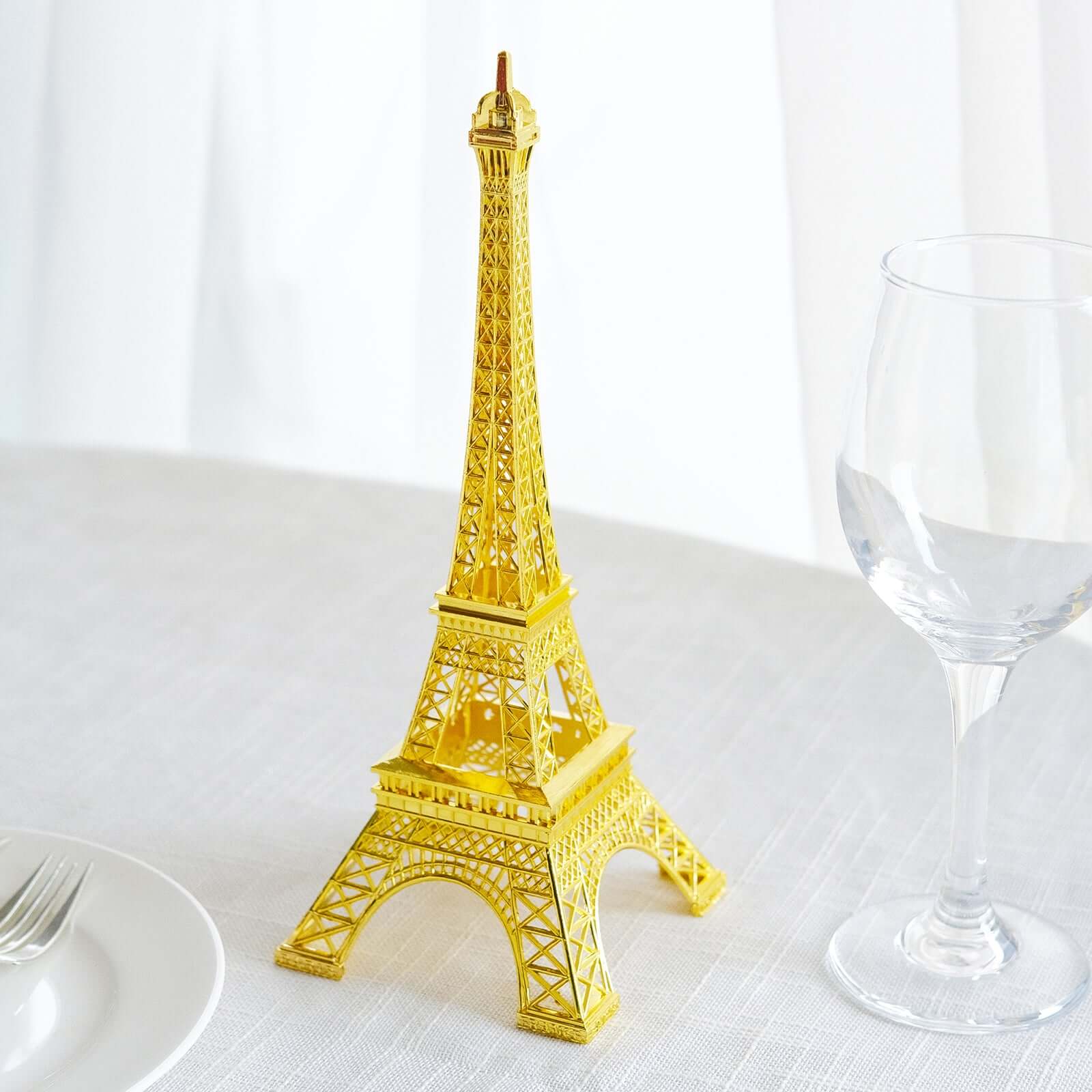 Eiffel Tower Table Centerpiece Metal Gold - Stylish Decorative Cake Topper for Parties & Gatherings 10"
