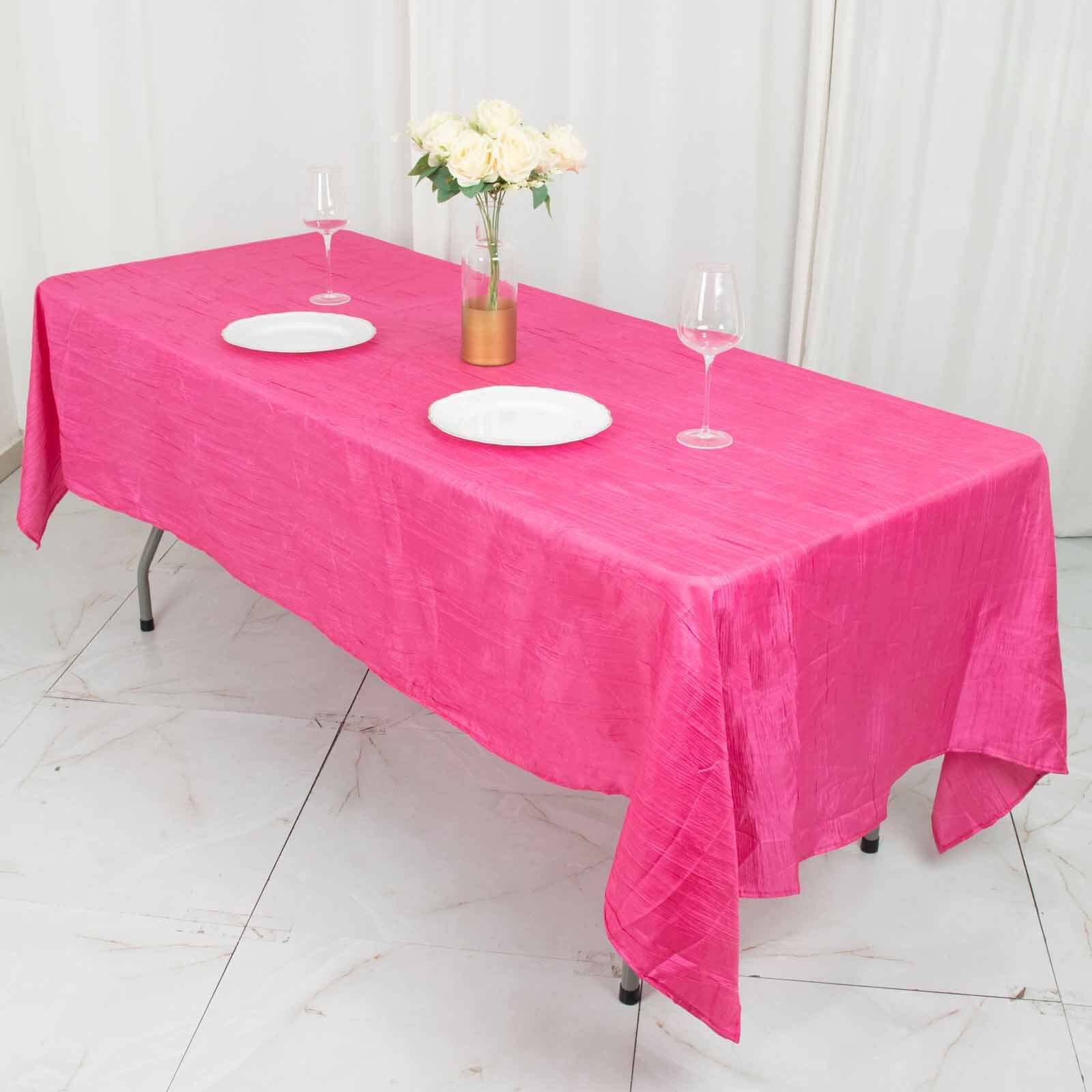 Taffeta 60"x102" Rectangle Tablecloth Fuchsia - Accordion Crinkle Table Cover