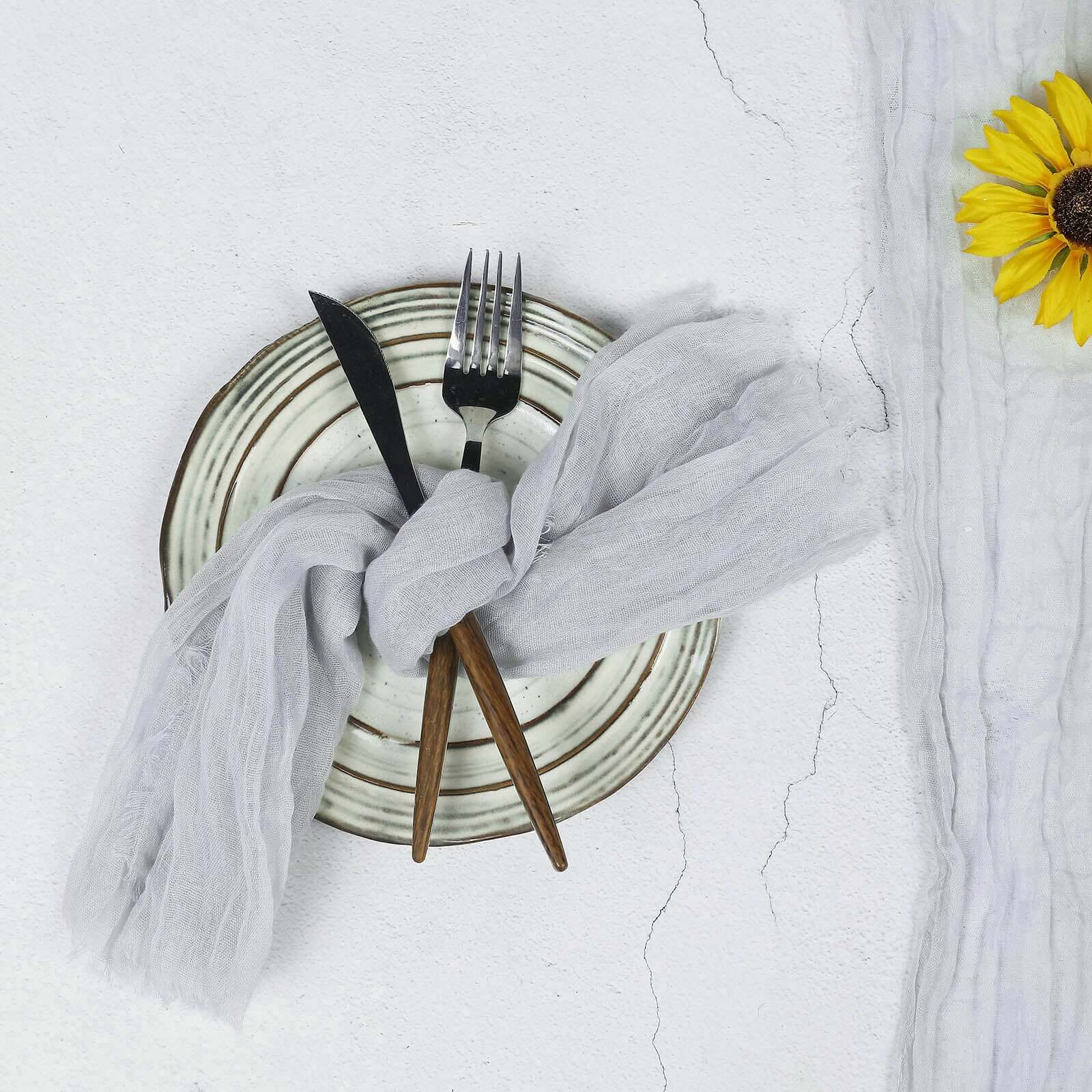 5 Pack Gauze Cheesecloth 24"x19" Napkins Silver Reusable Dinner Napkins