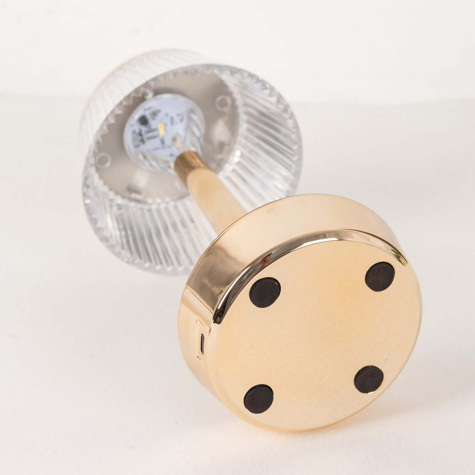 Acrylic LED Mushroom Table Lamp Clear Gold Color Changing Touch Control Night Light - Rechargeable Centerpiece 9"