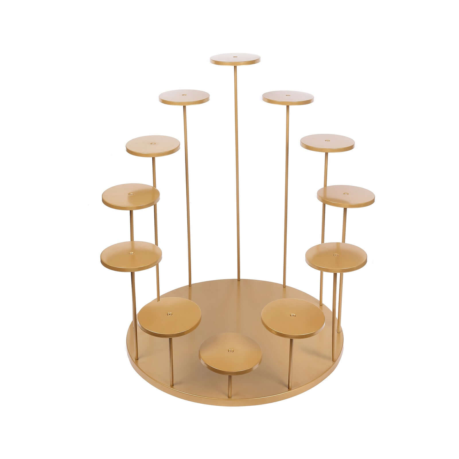 Metal Cake Stand with 12-Arm Tiered Cupcake Holders Gold - Layered Dessert Display Tower Centerpiece for Luxurious Weddings Gala Events & Dessert Buffets 29"
