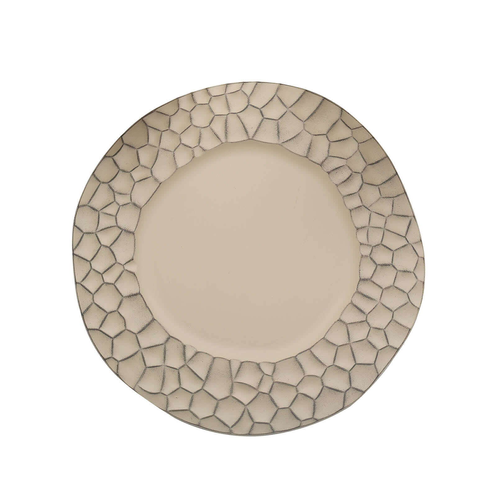 6-Pack Round Charger Plates 13" in Taupe with Hammered Rim, Matte Finish Modern Dinner Charger Tableware