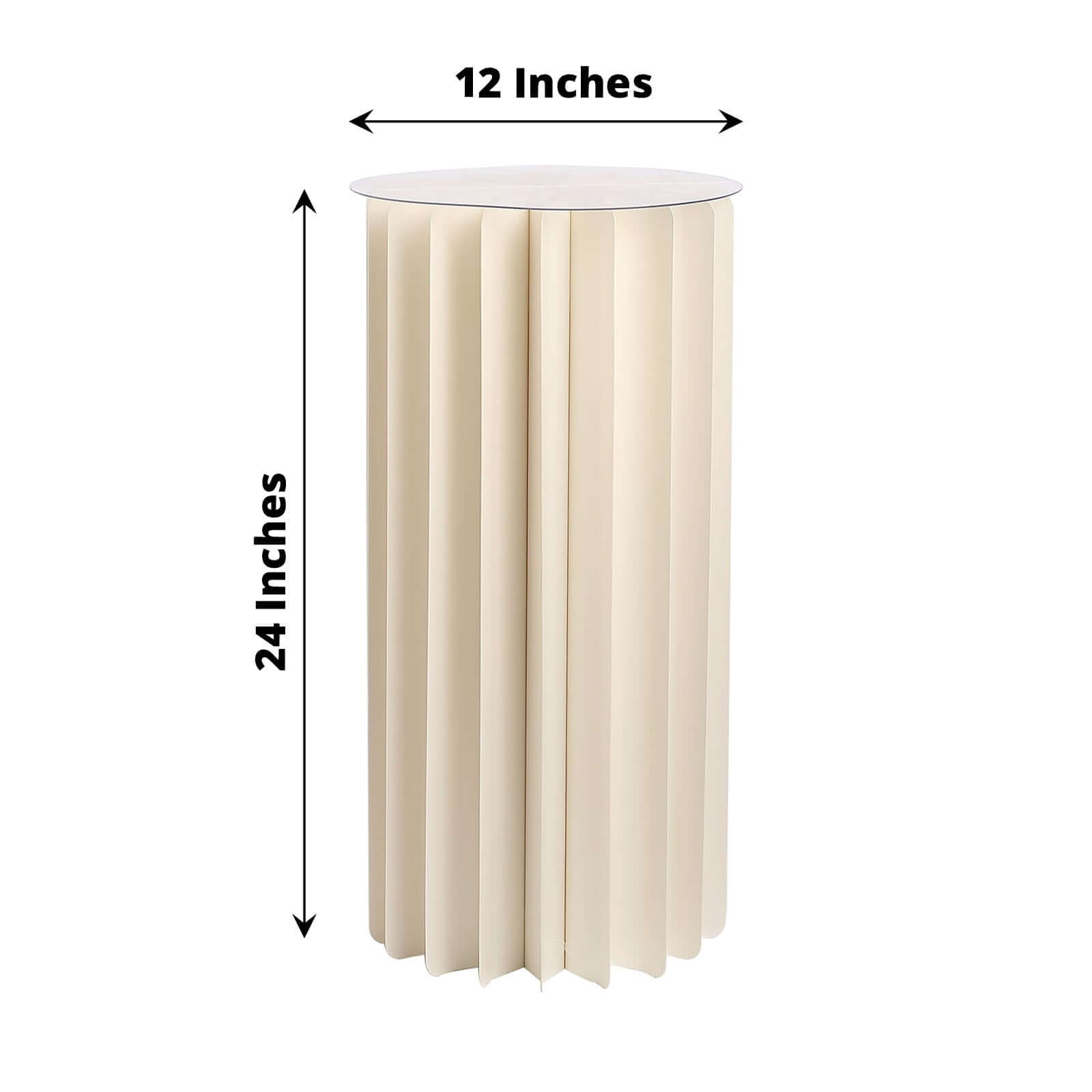 24" Ivory Cylinder Display Column Stand, Pillar Pedestal Stand With Top Plate