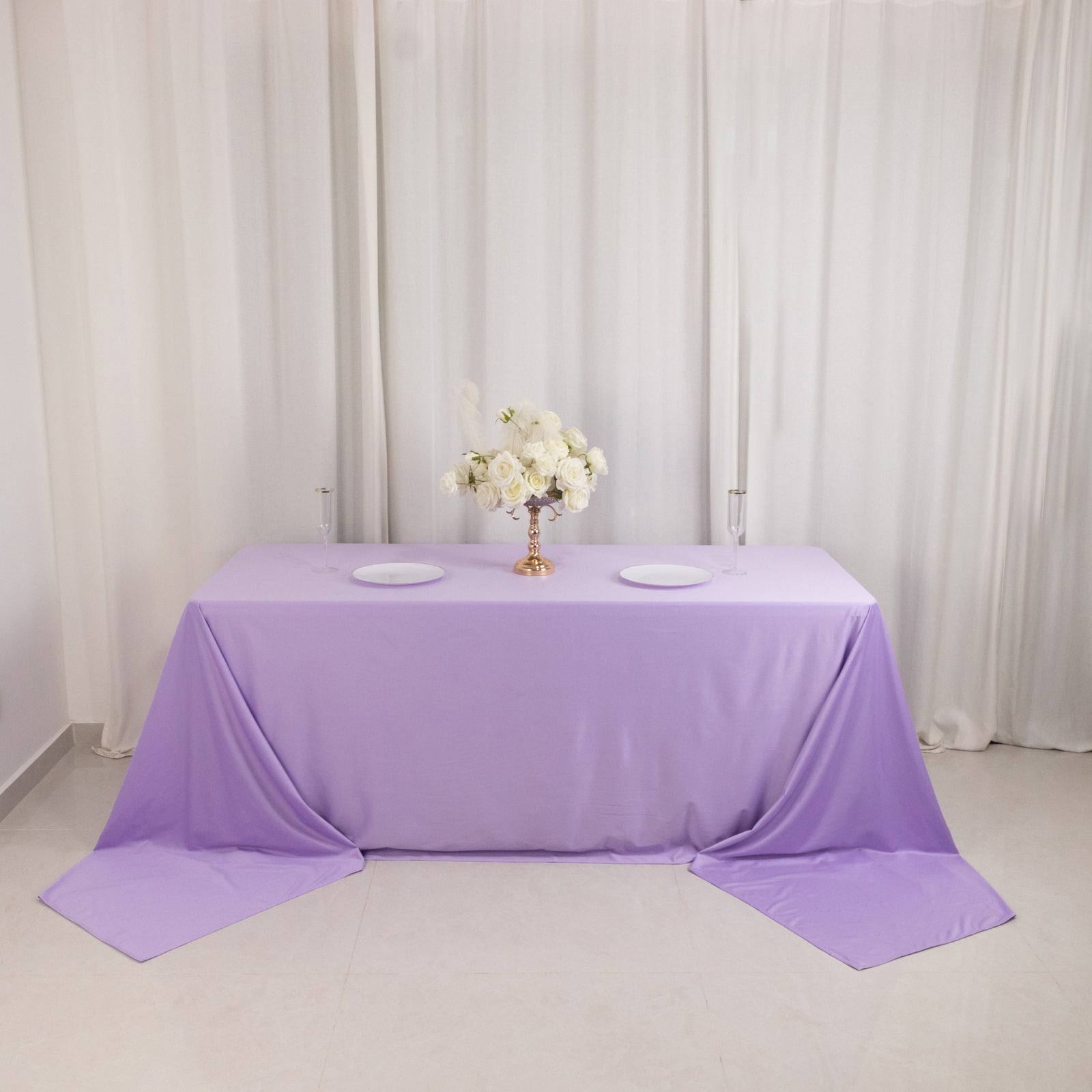 Scuba Rectangular 90"x156" Tablecloth Lavender Lilac - Wrinkle Free, Stain Resistant & Seamless Table Cover