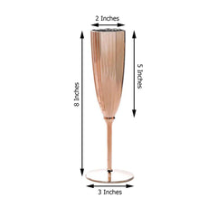 6-Pack Plastic Champagne Flutes in Metallic Rose Gold - Classy Disposable Champagne Glasses for Toasting & Cocktail Parties 5oz