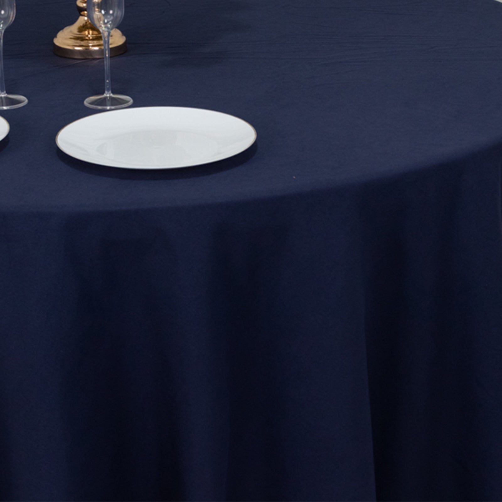 Cotton Blend 120" Round Tablecloth Navy Blue - Seamless Wrinkle-Resistant Table Cover