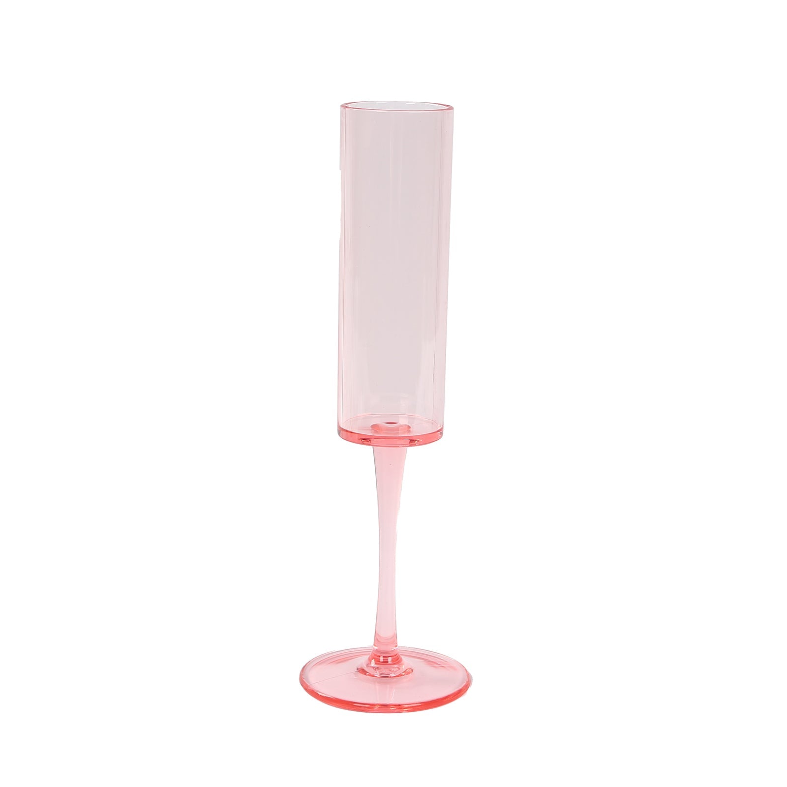 6-Pack Plastic Wine Mimosa Goblets Transparent Blush Cylindrical Shape - Reusable Champagne Flute Glasses 9.5" Tall 6oz
