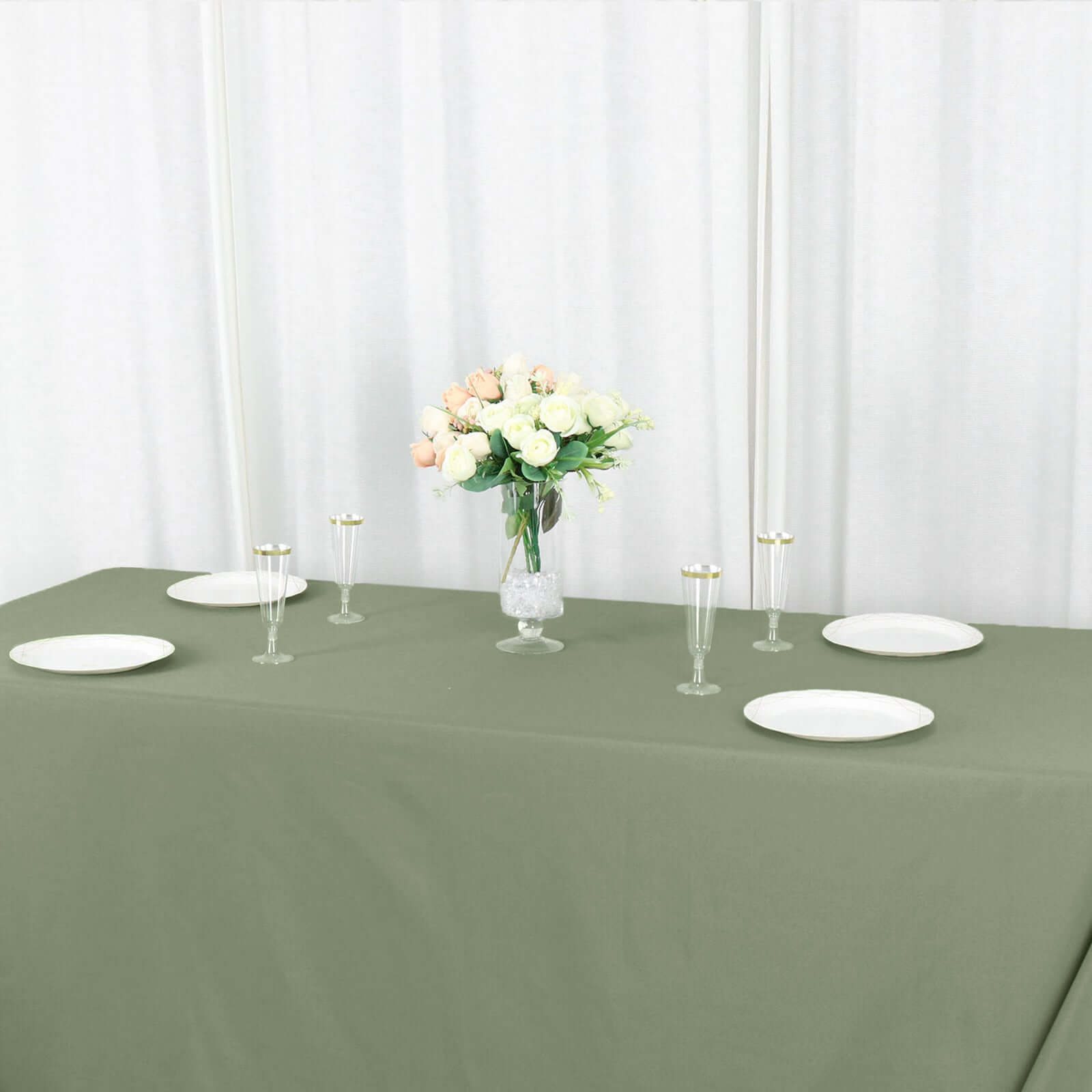 Polyester 90"x156" Rectangle Tablecloth Dusty Sage Green - Seamless Wrinkle-Resistant Table Cover