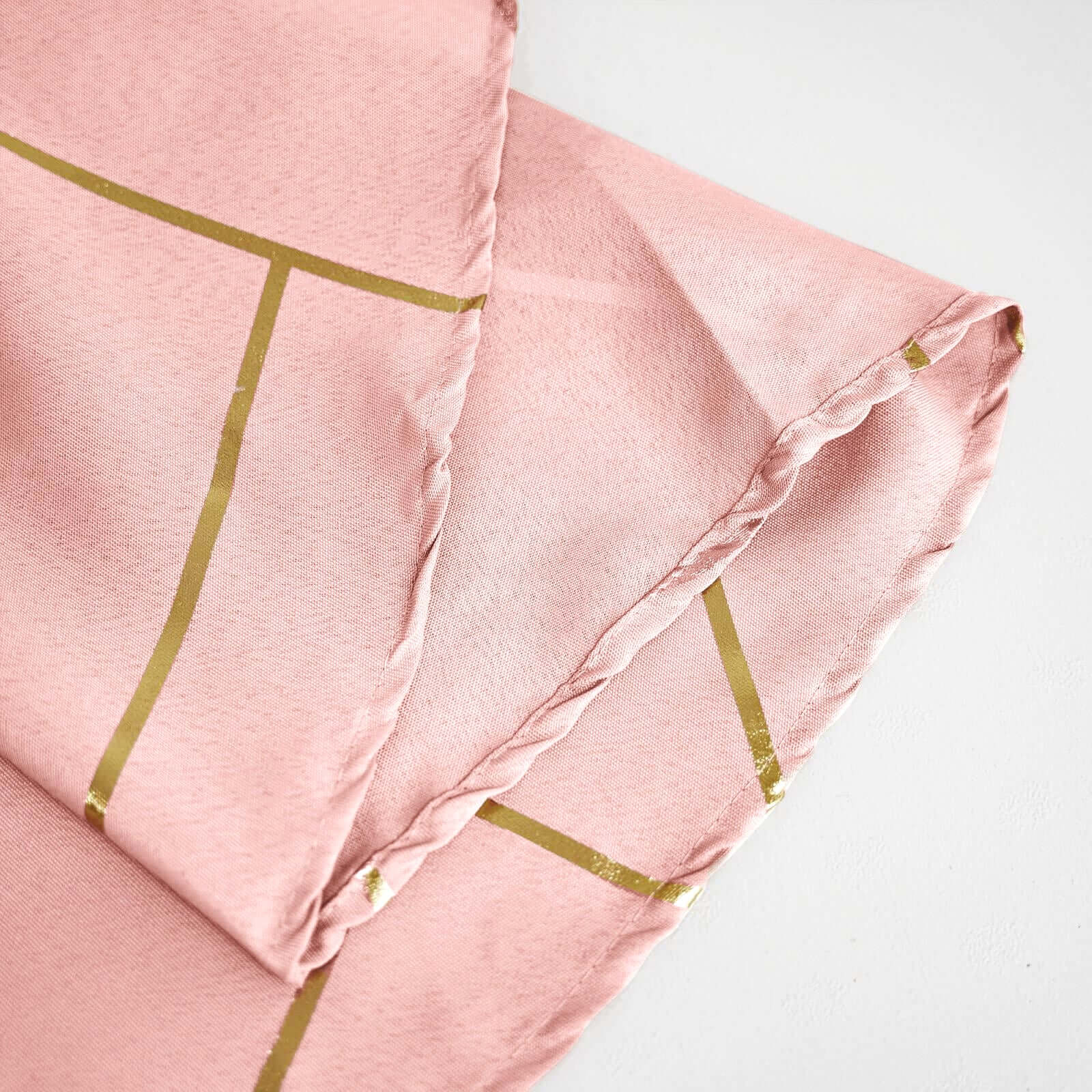 Polyester 54"x54" Square Tablecloth Dusty Rose with Gold Foil Geometric Pattern - Wrinkle-Resistant & Durable Table Cover