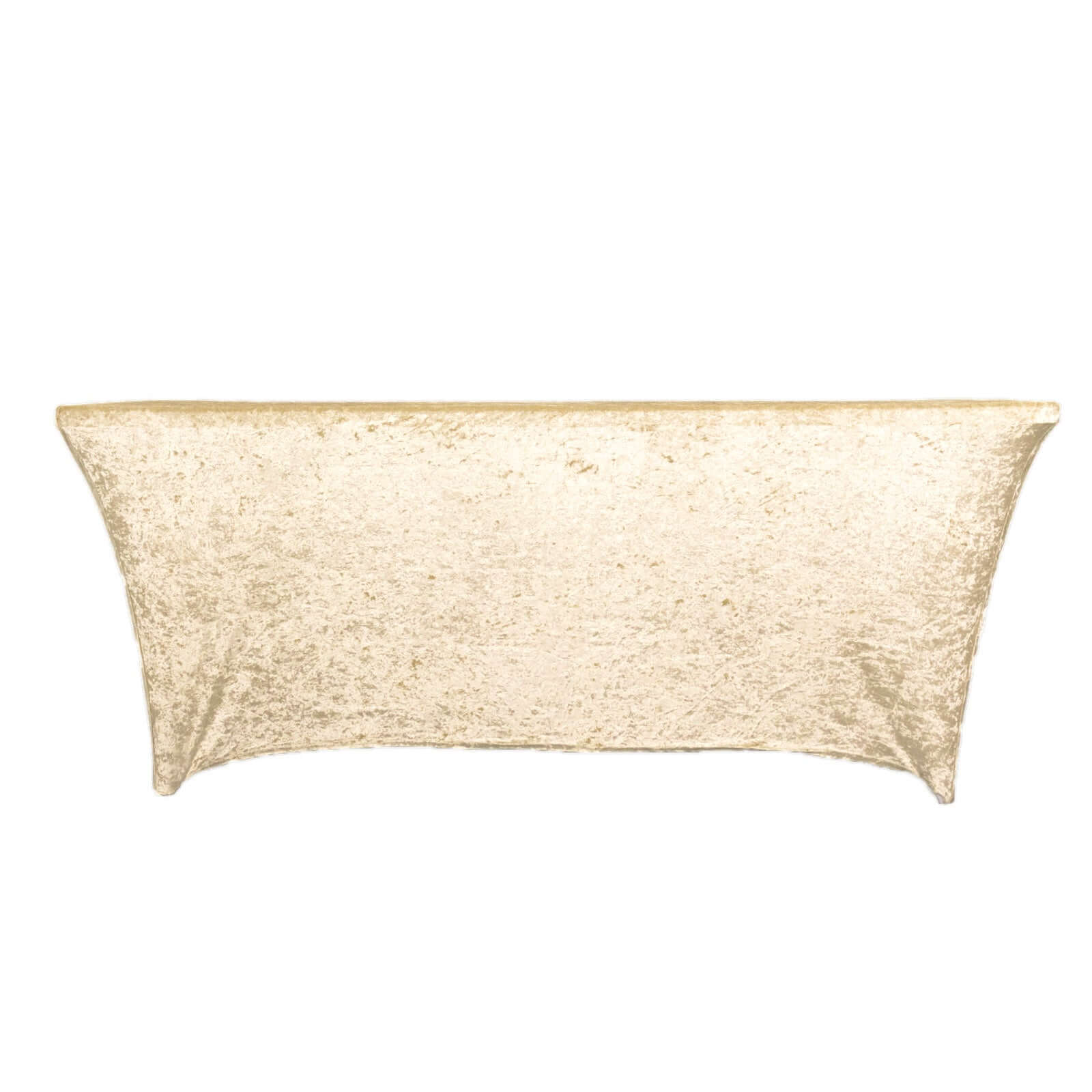 Crushed Velvet Fitted Rectangular 6ft Table Cover Beige - Wrinkle-Free Stretchy Tablecloth