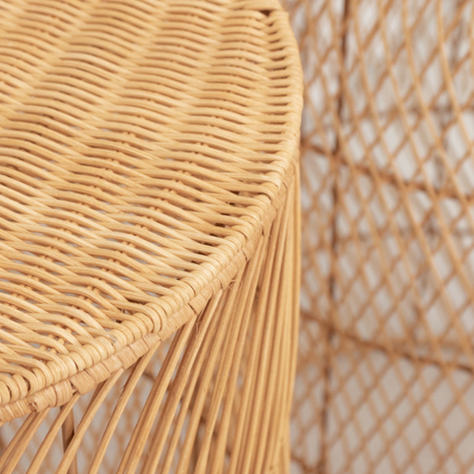 Set of 3 Natural Woven Rattan Wicker Pedestal with Wave Pattern - 19",27",33"