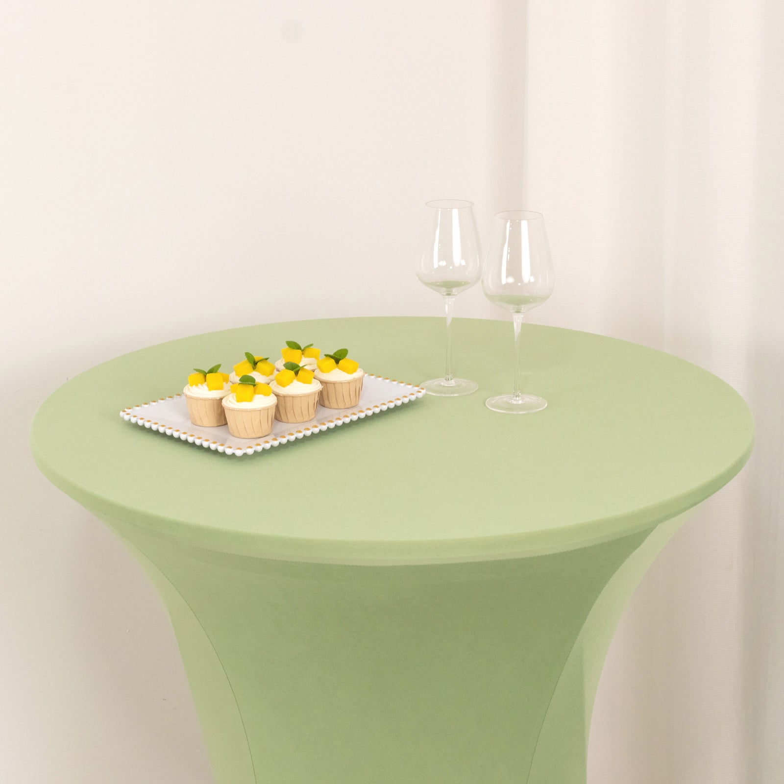 Spandex 36" Round Cocktail Table Cover Sage Green - Easy to Maintain Stretch Fitted Highboy Tablecloth