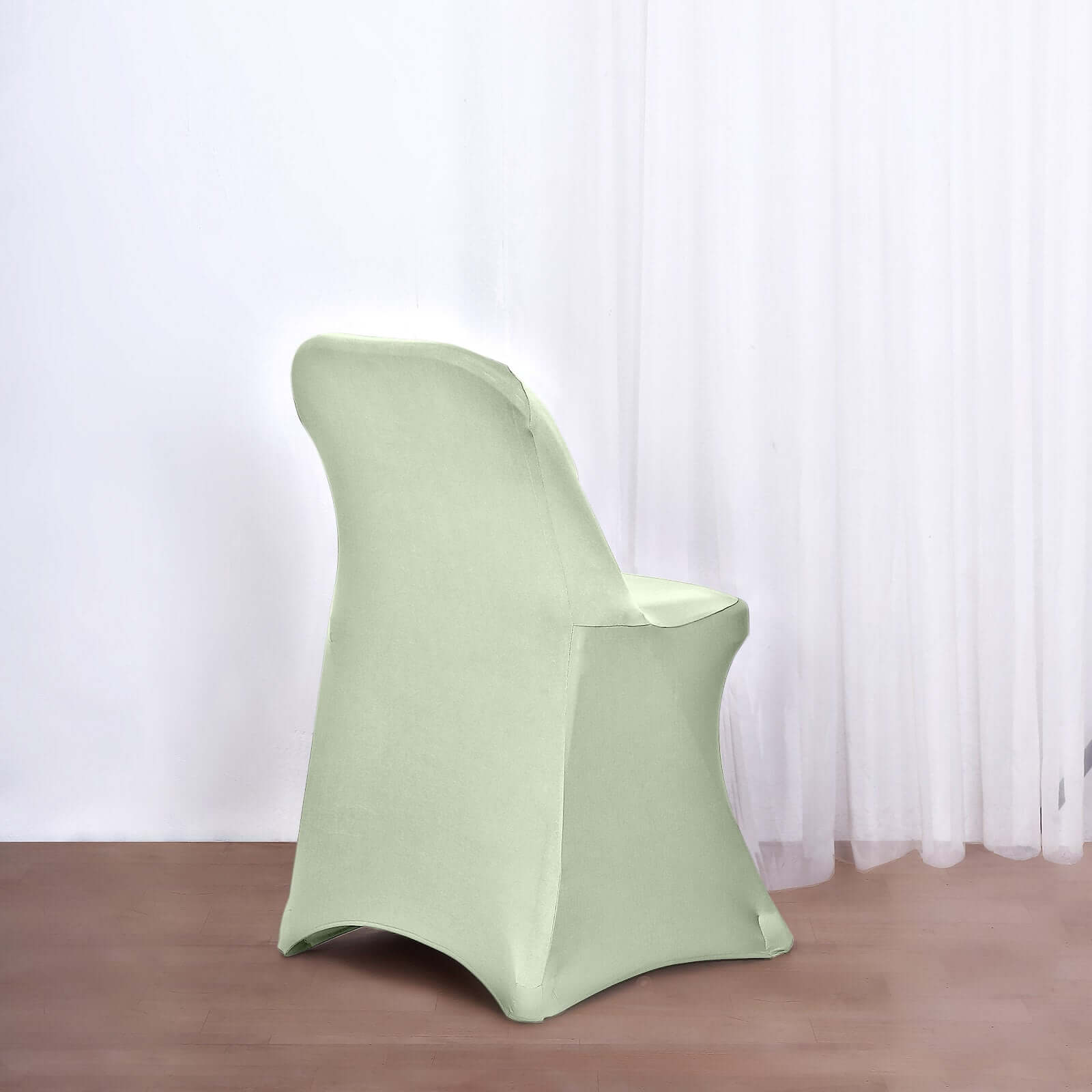 Stretch Spandex Chair Cover Sage Green for Folding Chairs - Reusable & Wrinkle-Resistant 160GSM Fitted Slipcover