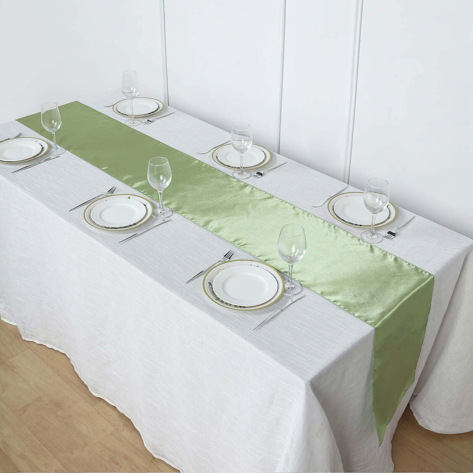Satin 12"x108" Table Runner Sage Green - Stylish Table Linen