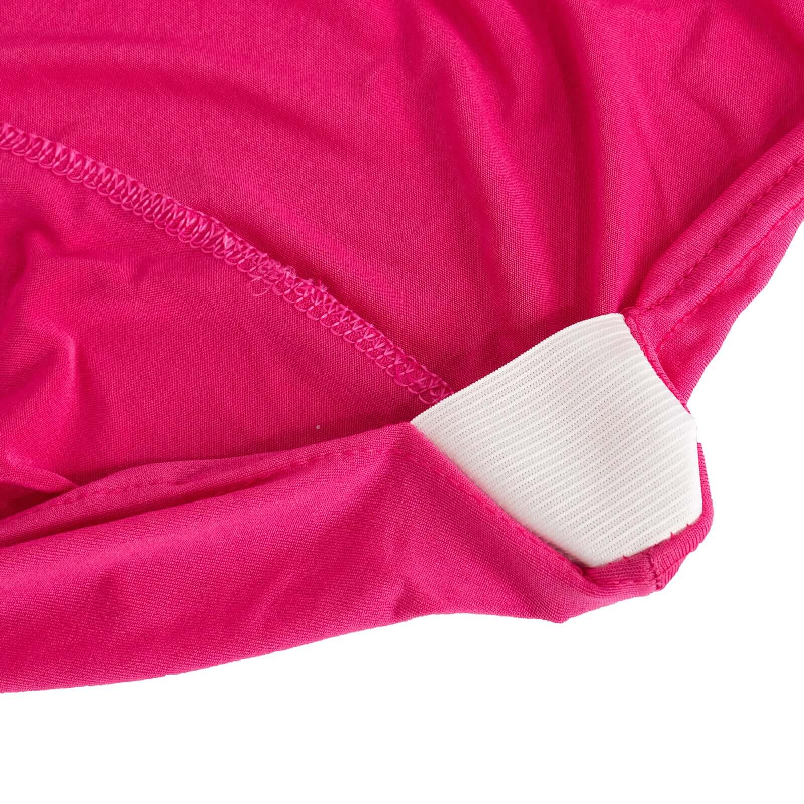 Spandex Chair Cover with Silver Rhinestone Buckled Sash Band Fuchsia - Stretch Fitted Slipcover
