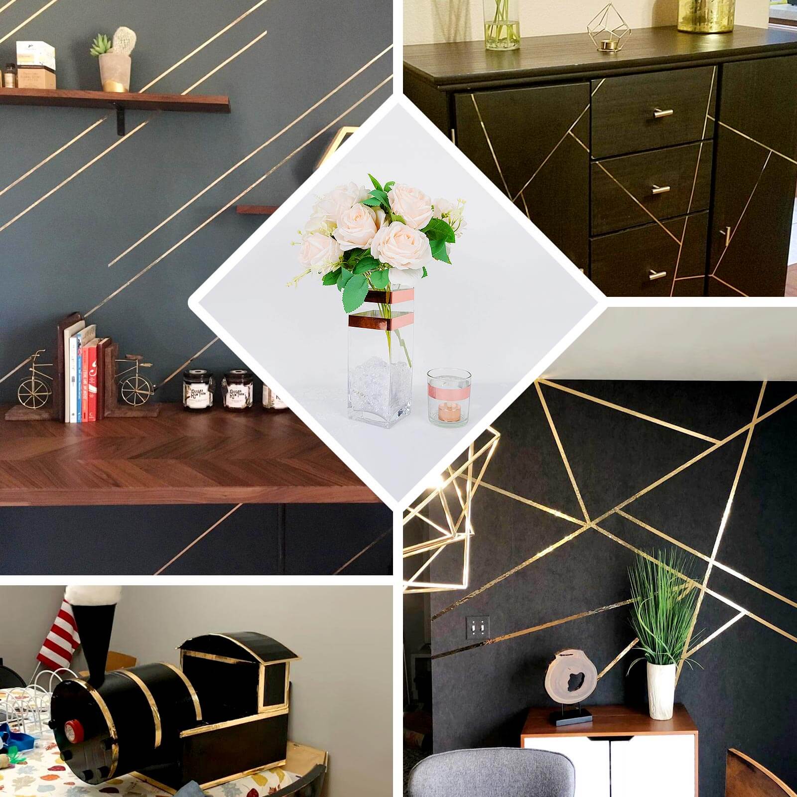 100 Yds 3/4" Gold Metallic Film Tape Adhesive, DIY Floral Wrap Craft Decor Tape - Polyester with Acrylic