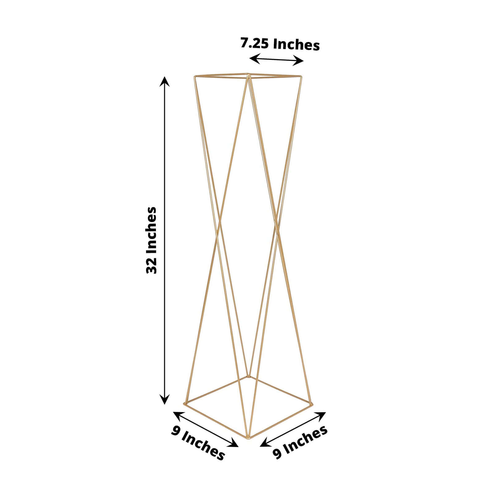 2-Pack Wedding Centerpieces Metal Geometric Crisscross Design Gold - Open Column Pedestal Stands 32"