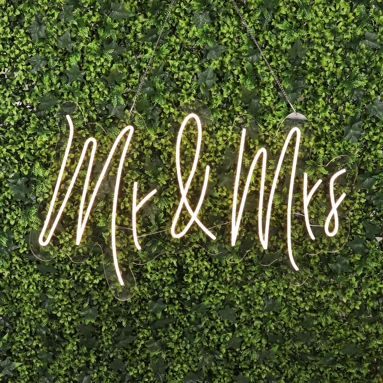 33" Mr and Mrs Neon Light Sign, LED Reusable Wall Décor Lights With 5ft Hanging Chain