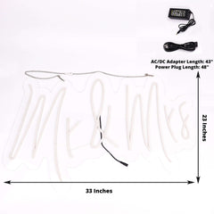 33" Mr and Mrs Neon Light Sign, LED Reusable Wall Décor Lights With 5ft Hanging Chain