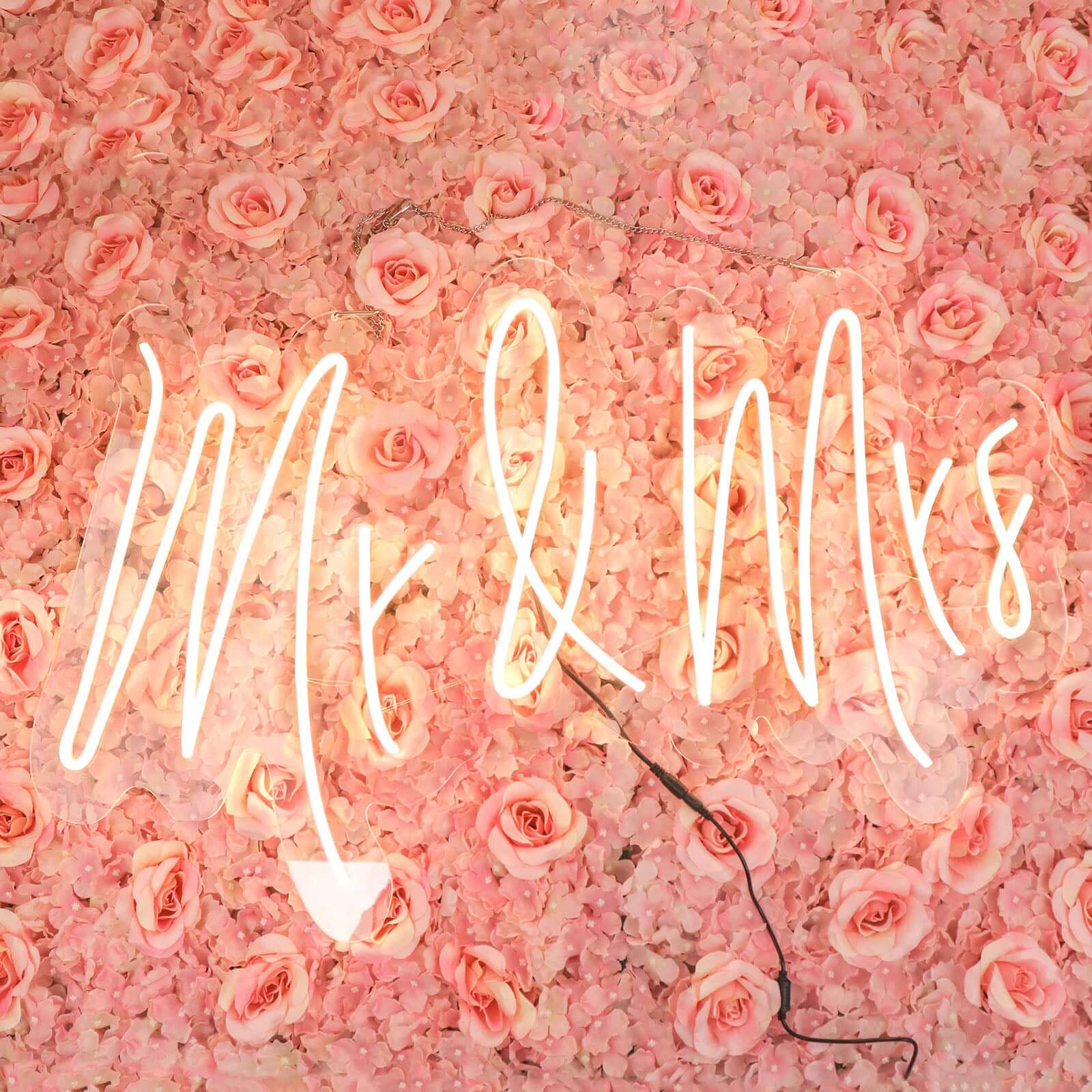 33" Mr and Mrs Neon Light Sign, LED Reusable Wall Décor Lights With 5ft Hanging Chain